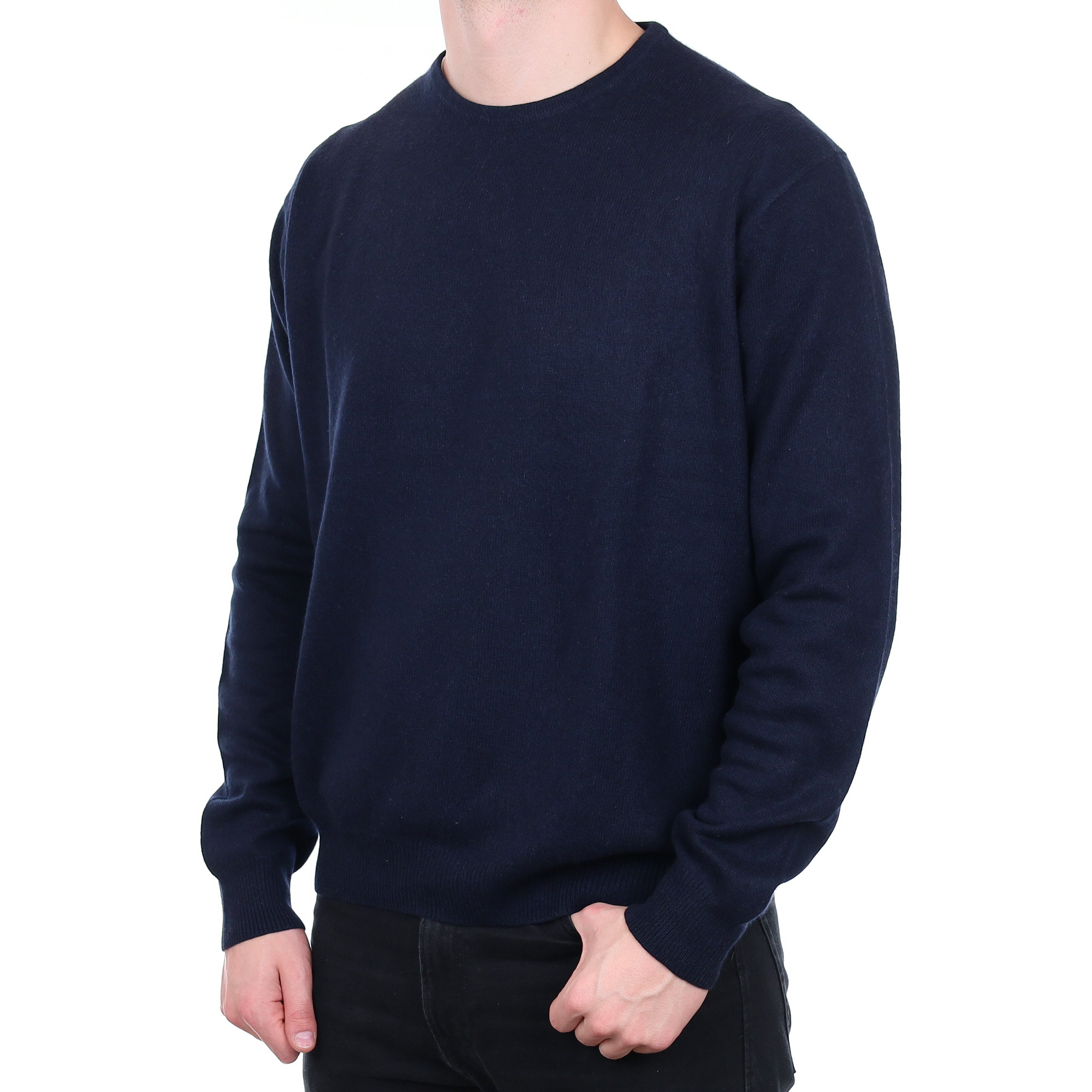 Men's Navy Heavy Knit Cashmere Crew Neck Jumper XXL