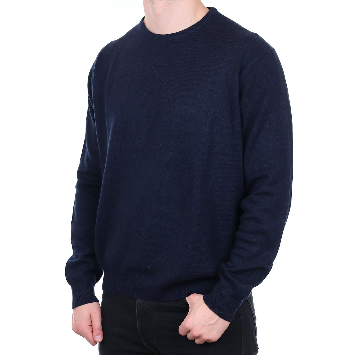 Men's Navy Heavy Knit Cashmere Crew Neck Jumper XXL