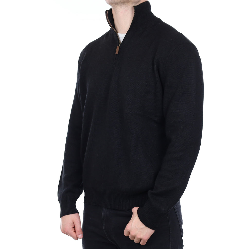 Men's Ralph Lauren Black Heavy Knit Cashmere 1/4 Zip Jumper XXL