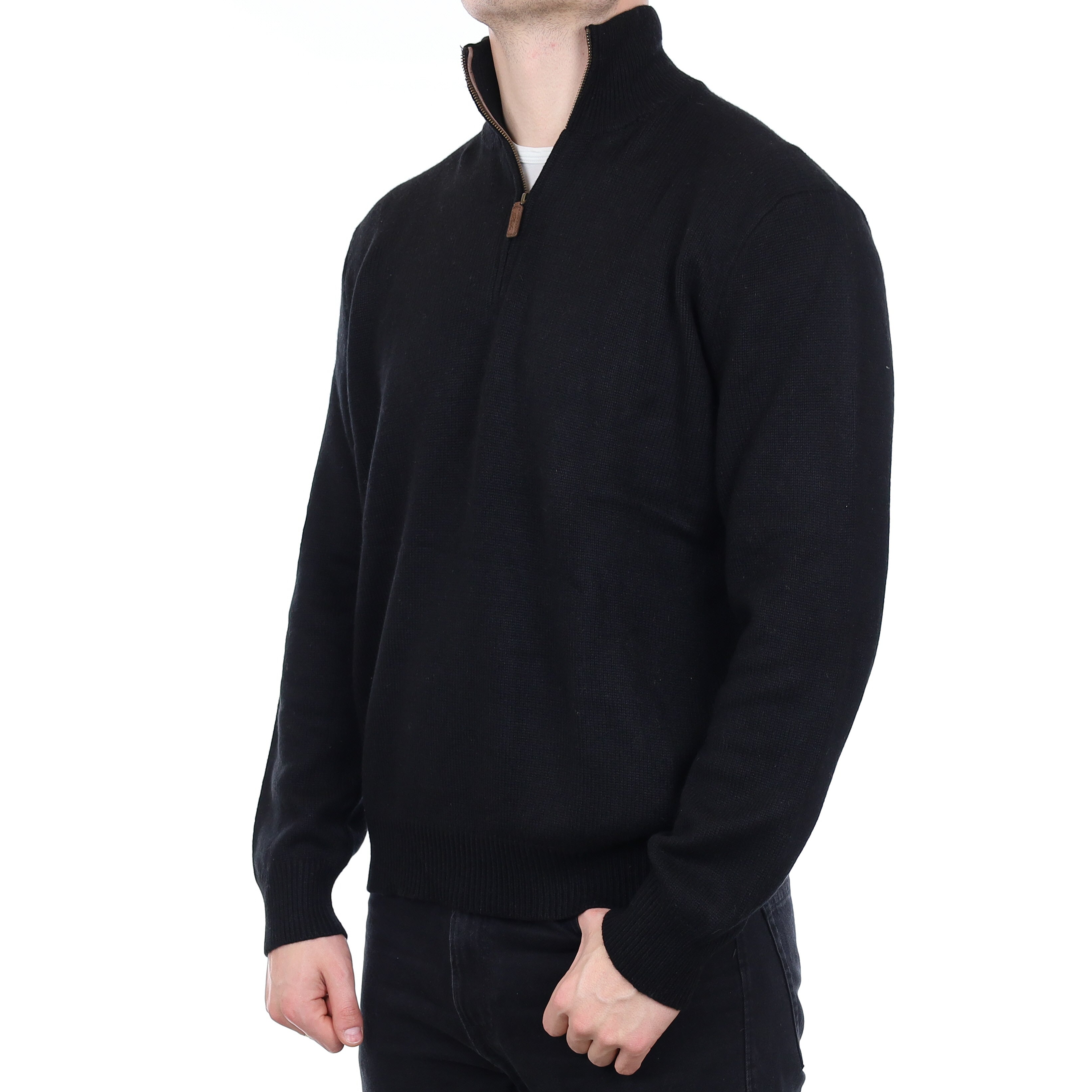 Men's Ralph Lauren Black Heavy Knit Cashmere 1/4 Zip Jumper XXL