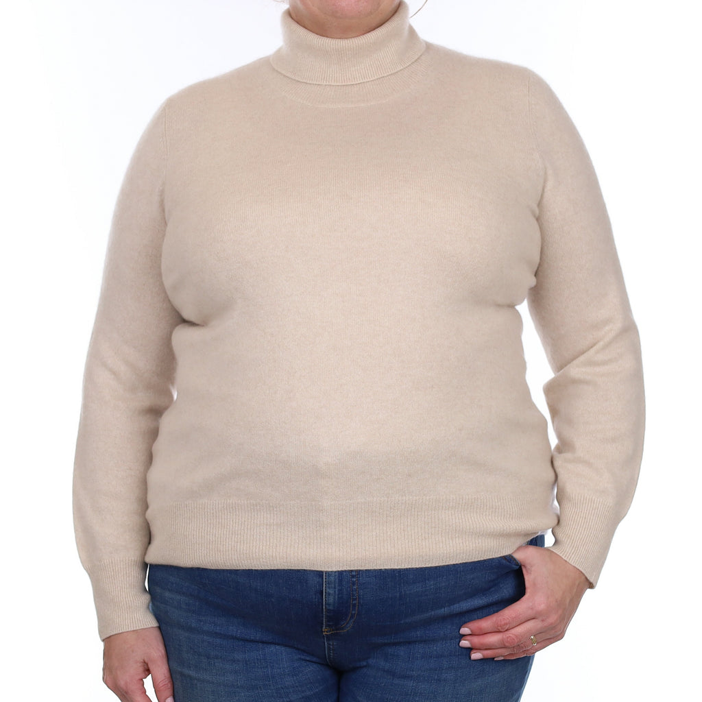 Oatmeal Cashmere Polo Neck Jumper Extra Large
