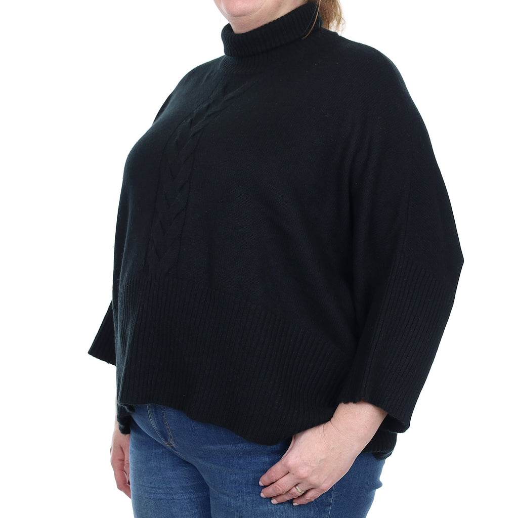 N Peal Black Chunky Cashmere Slouchy Turtleneck Jumper Extra Large