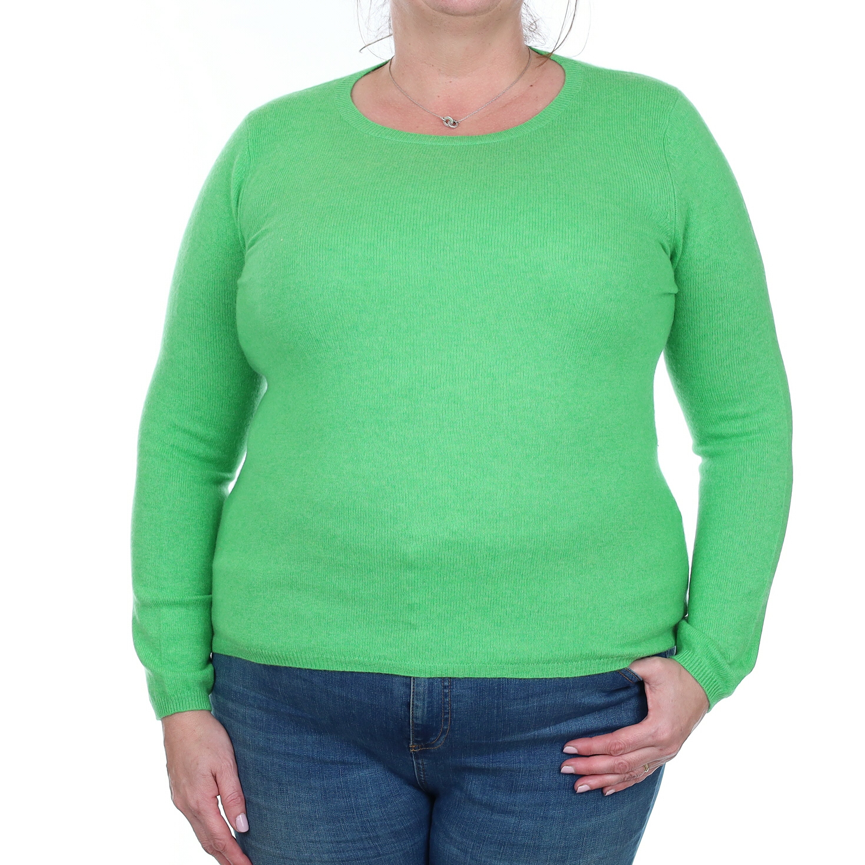 Neon Green Cashmere Crew Neck Jumper Extra Large