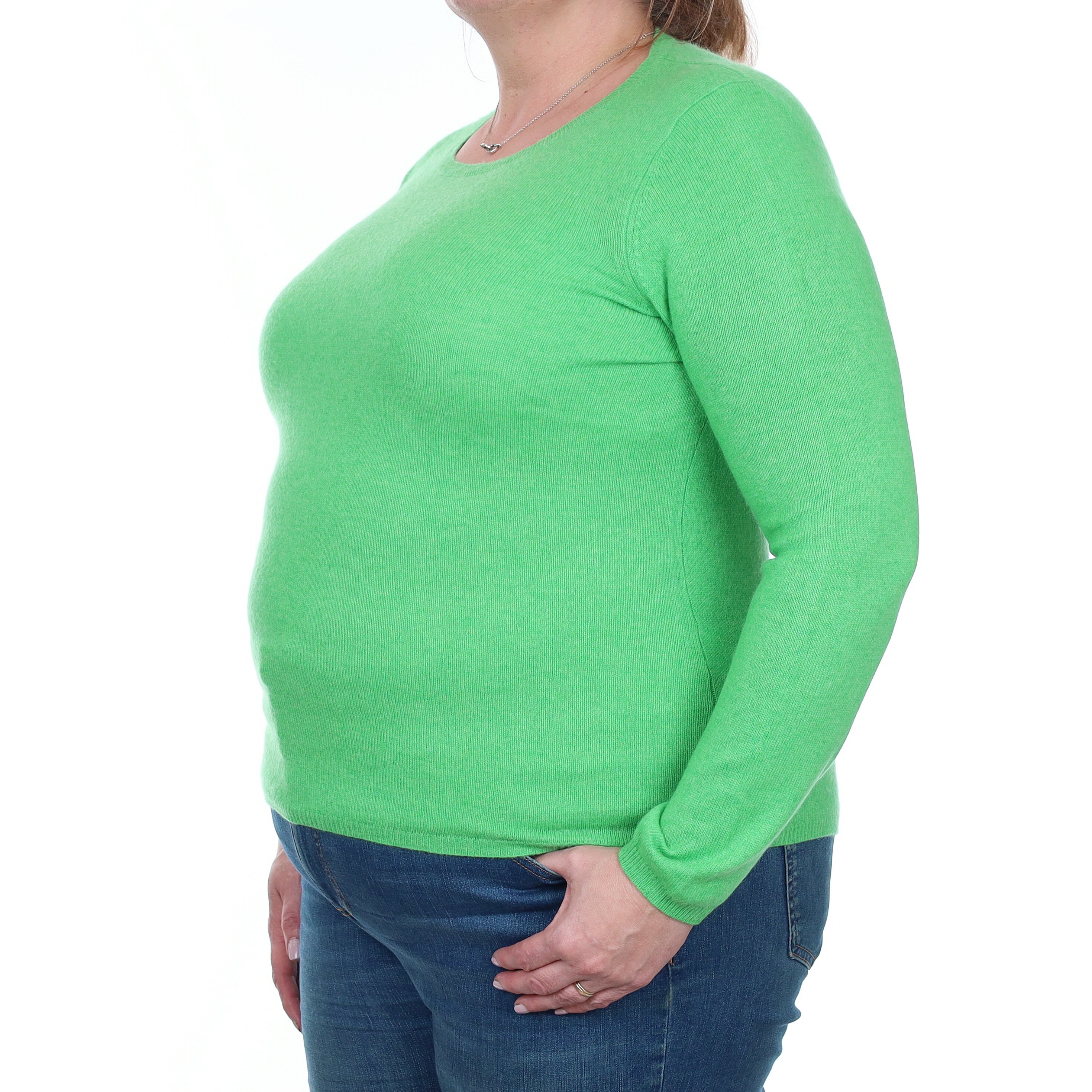 Neon Green Cashmere Crew Neck Jumper Extra Large