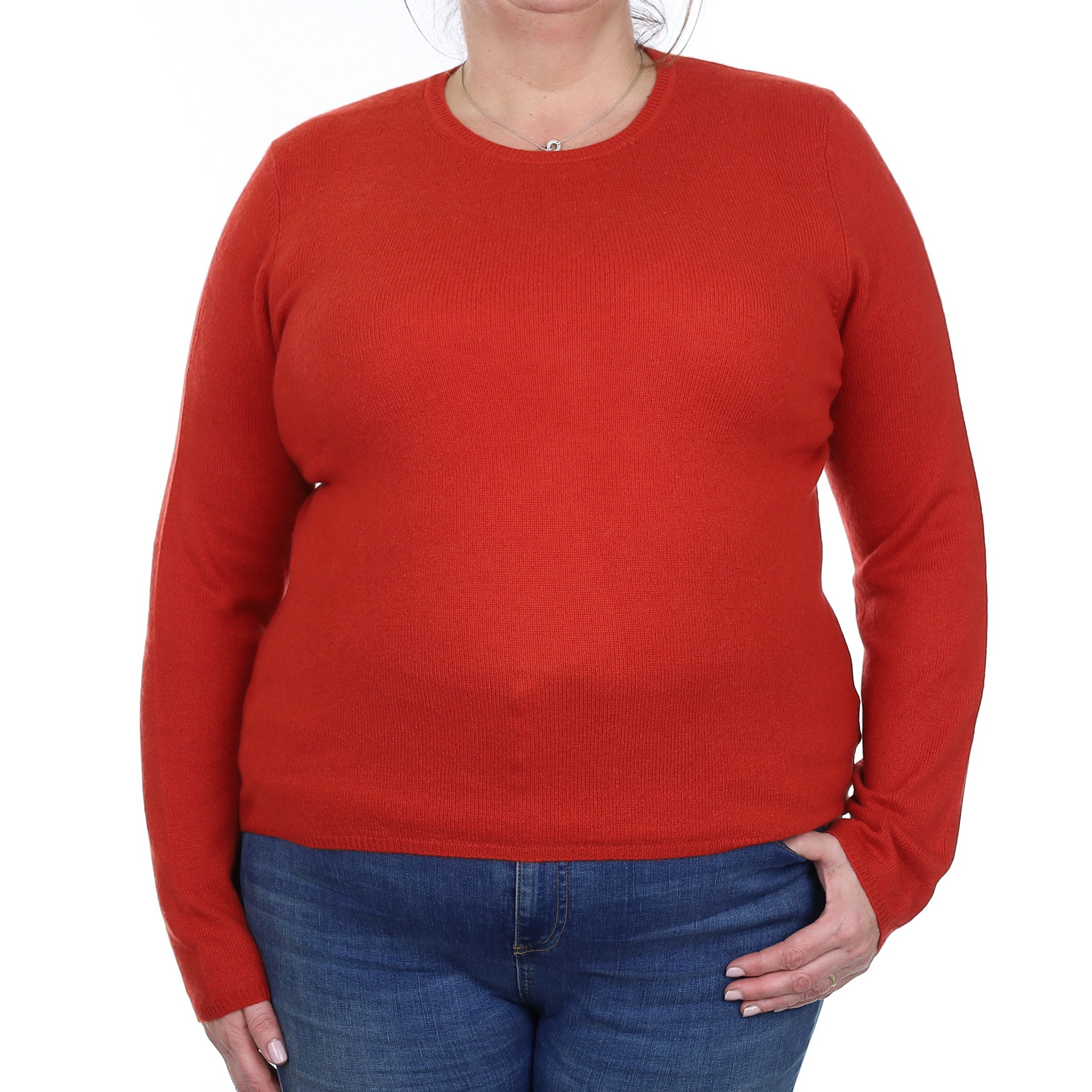 Burnt Orange Cashmere Crew Neck Jumper Extra Large