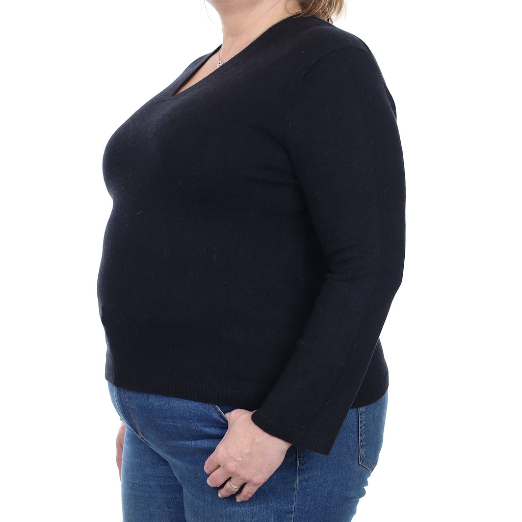 Black Cashmere V Neck Jumper Extra Large