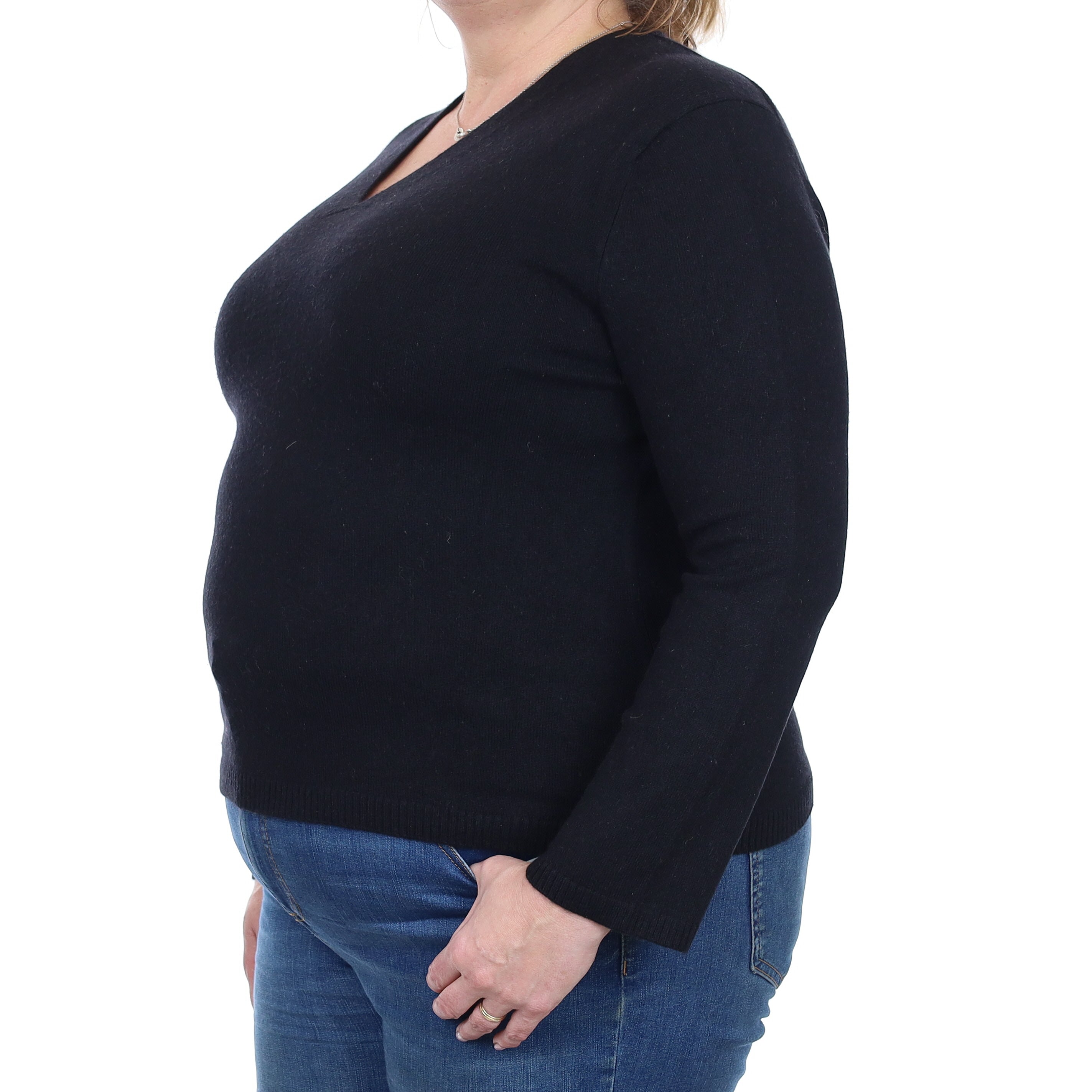 Black Cashmere V Neck Jumper Extra Large