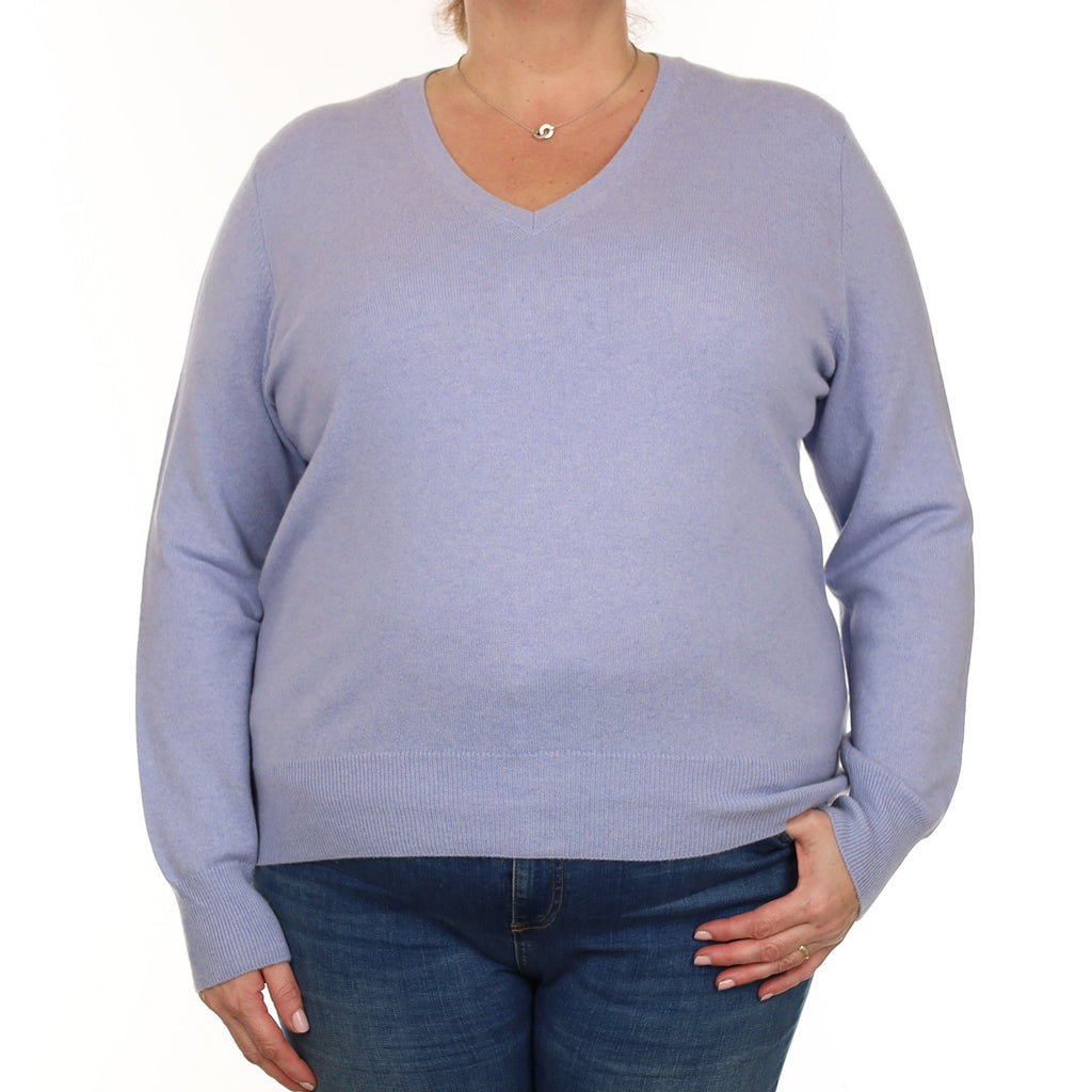 Sky Blue Cashmere V Neck Jumper Extra Large