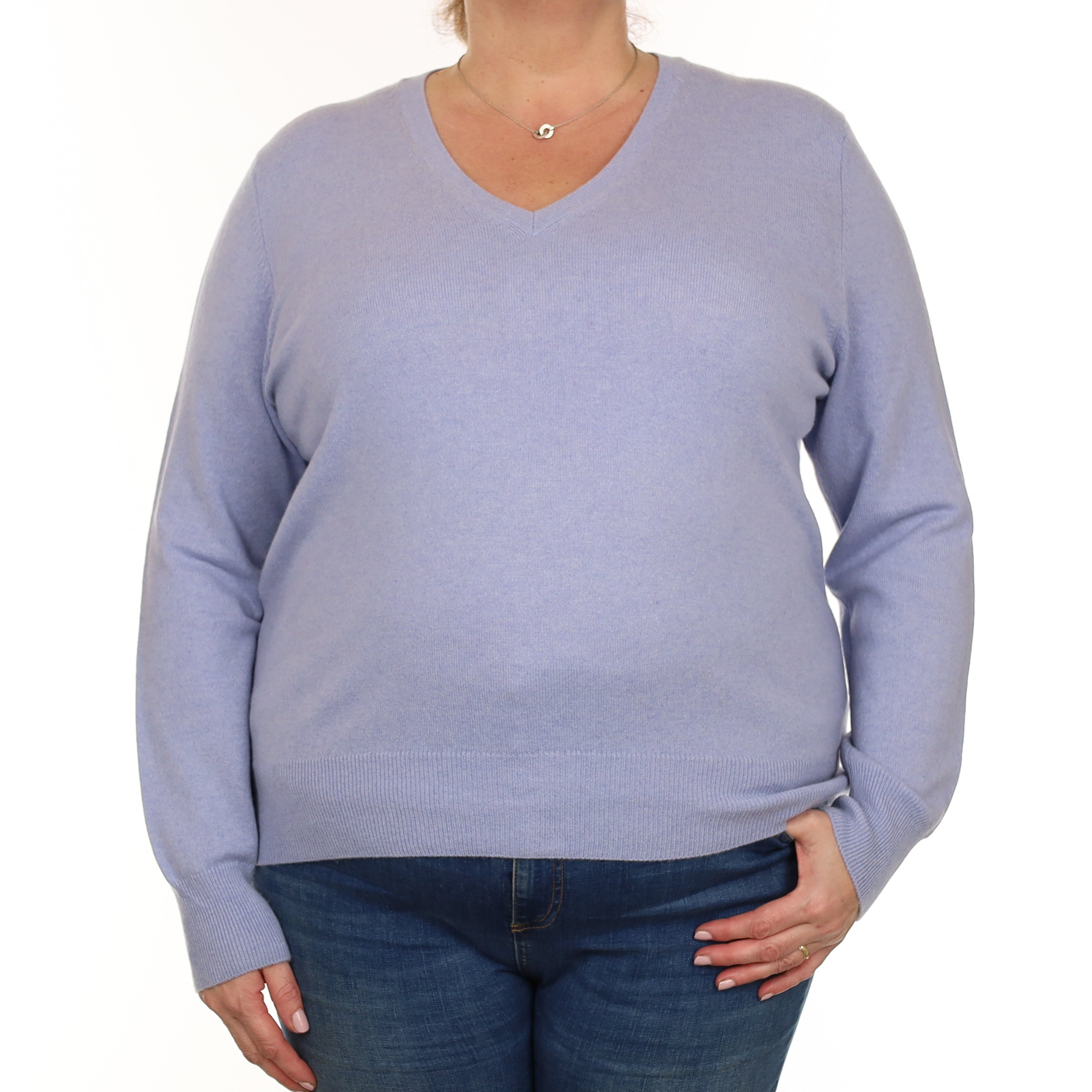 Sky Blue Cashmere V Neck Jumper Extra Large