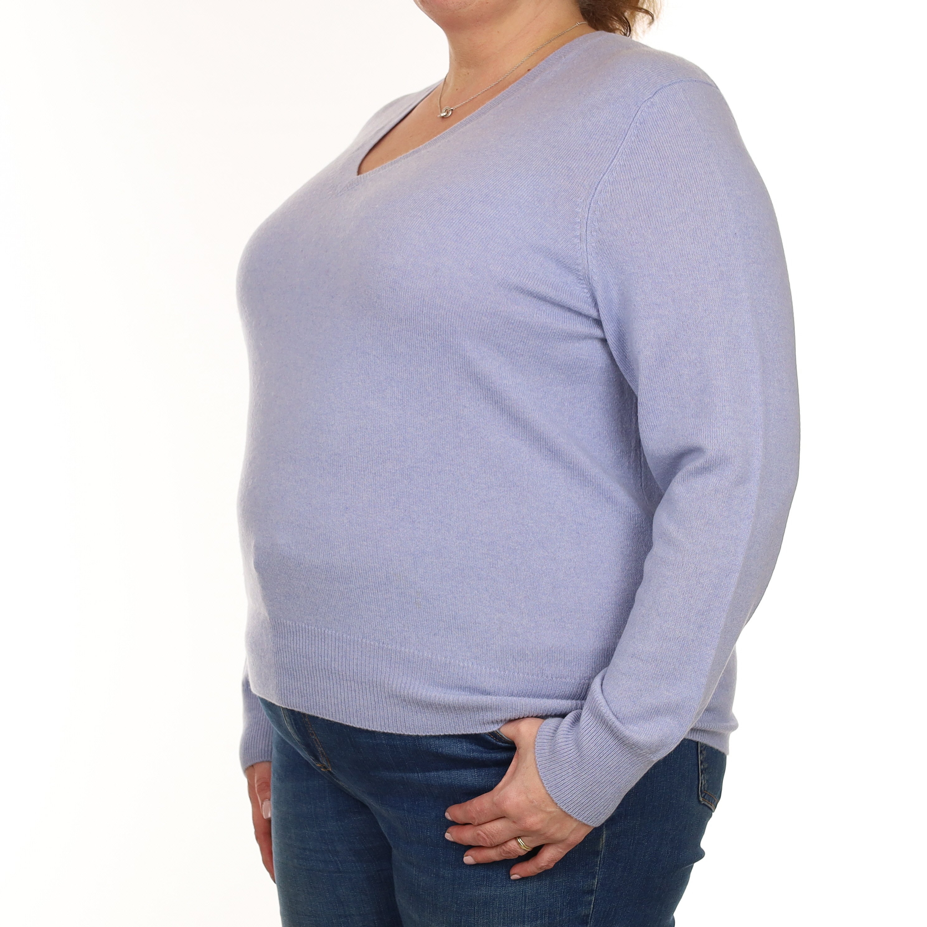 Sky Blue Cashmere V Neck Jumper Extra Large