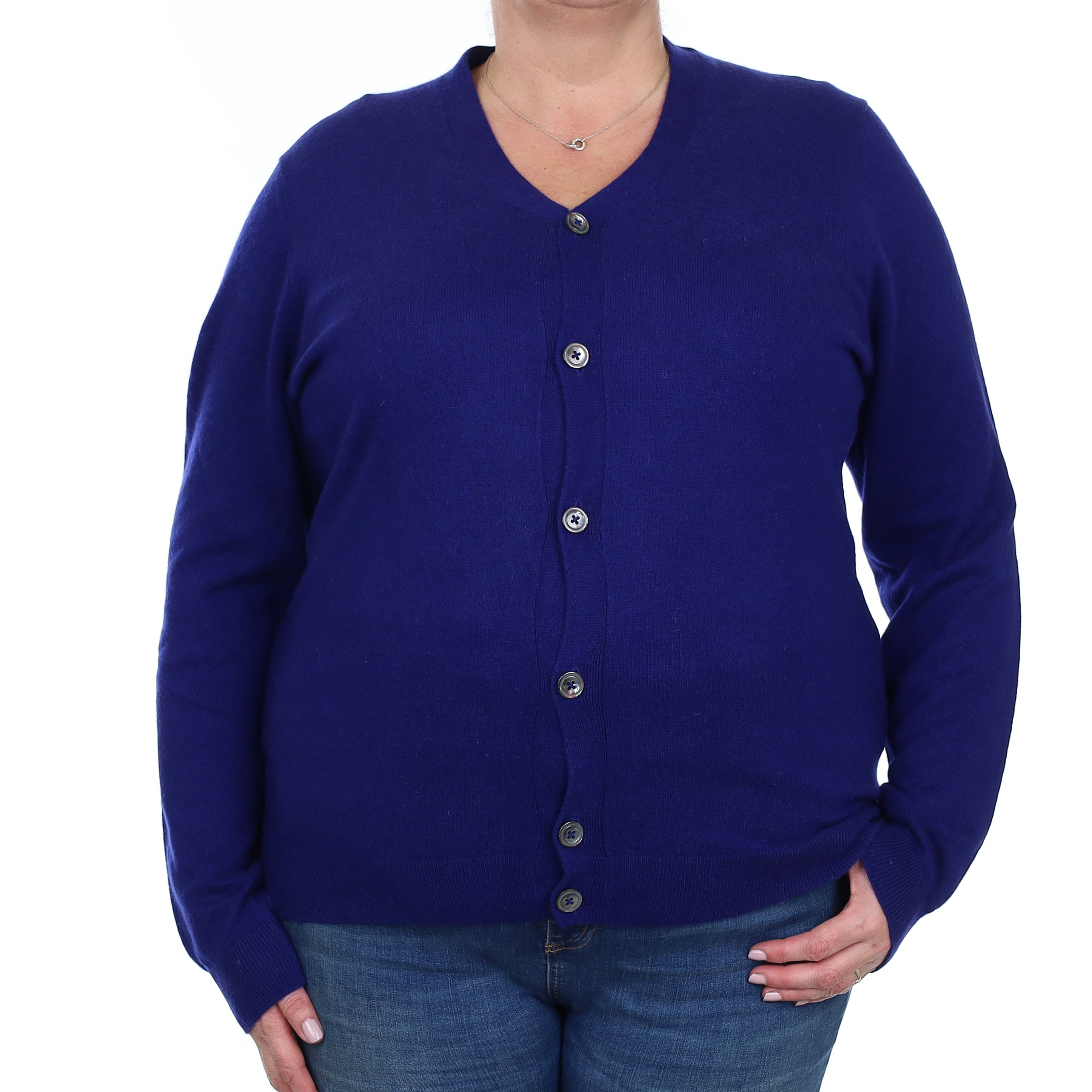 Indigo Blue Cashmere V Neck Cardigan Extra Large