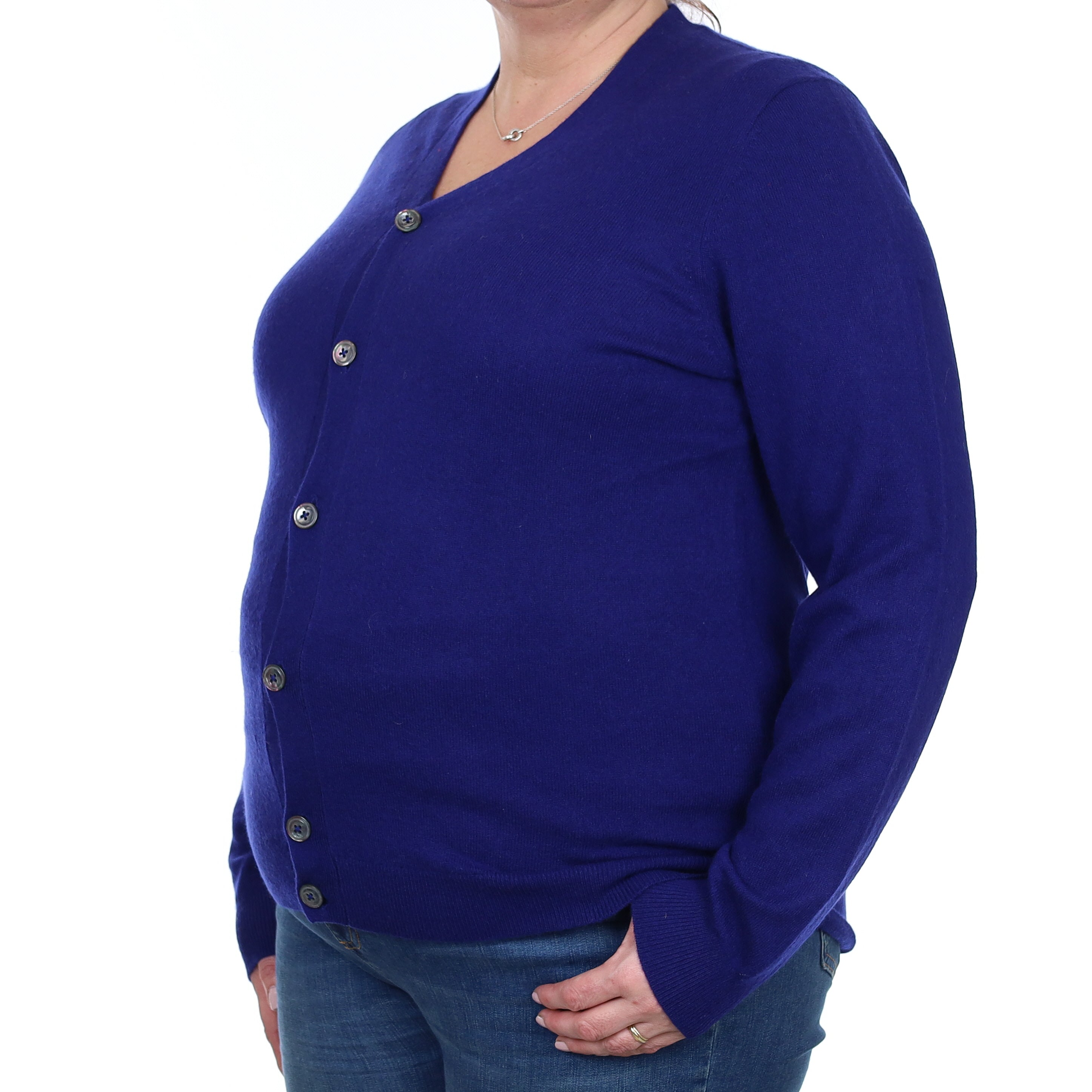 Indigo Blue Cashmere V Neck Cardigan Extra Large
