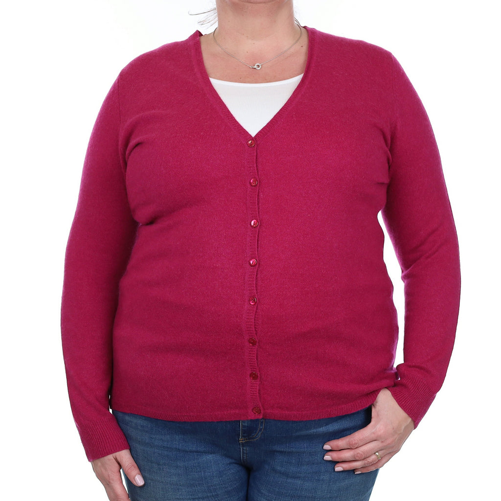 Cherry Pink Cashmere V Neck Cardigan Extra Large