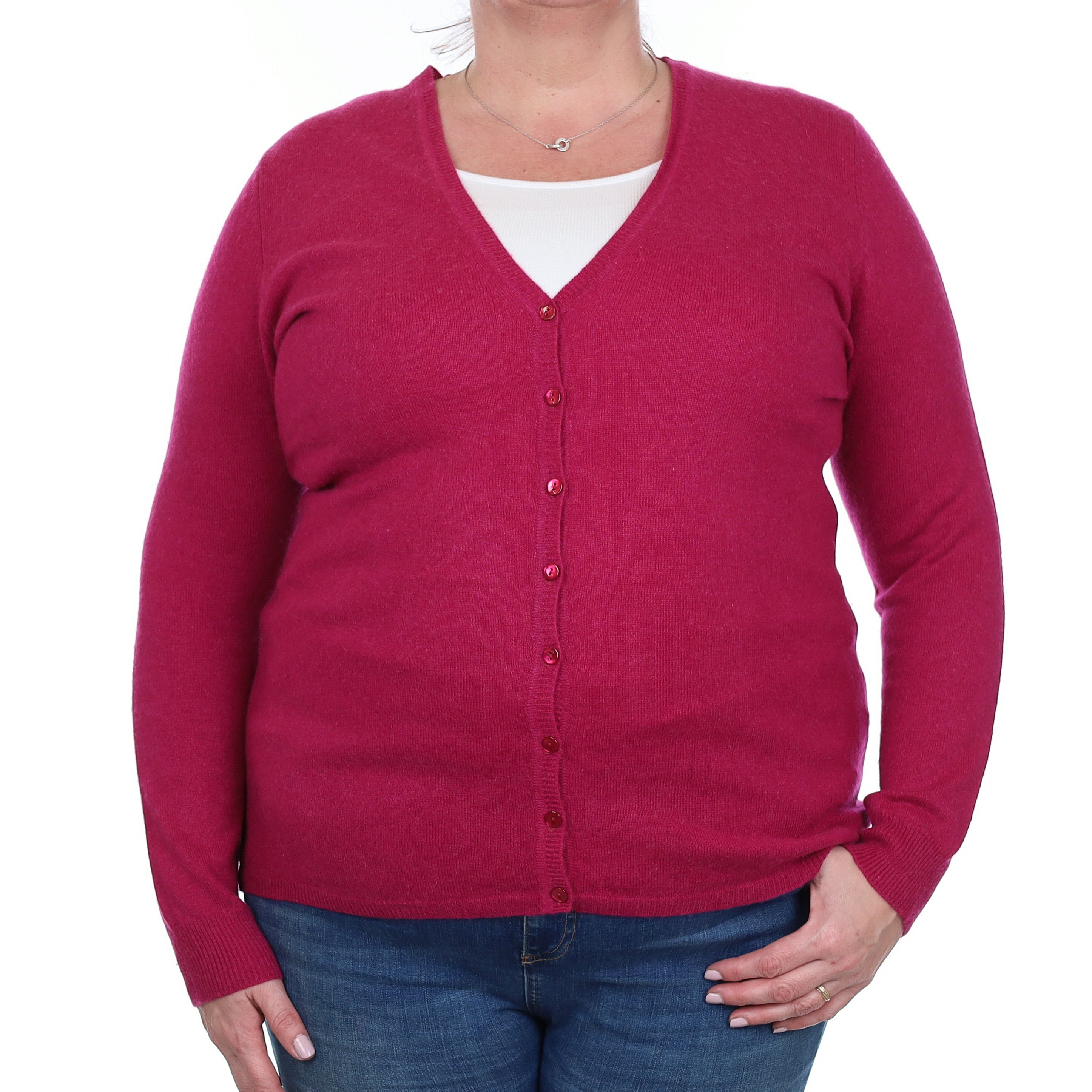 Cherry Pink Cashmere V Neck Cardigan Extra Large