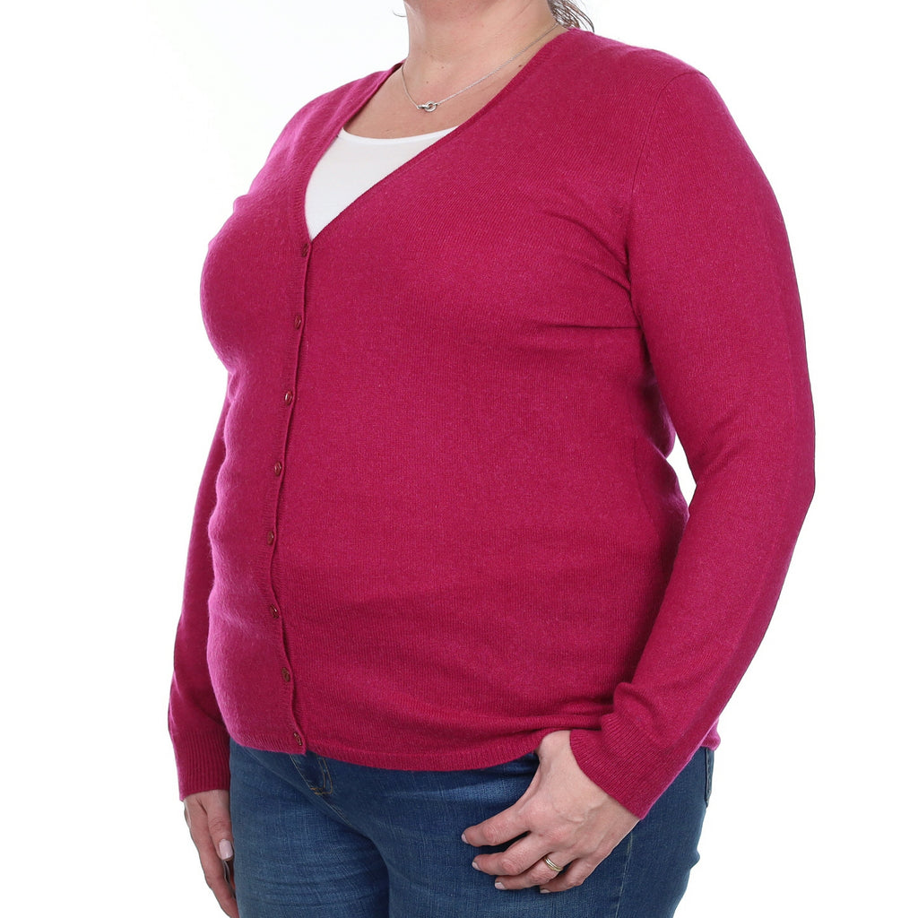 Cherry Pink Cashmere V Neck Cardigan Extra Large