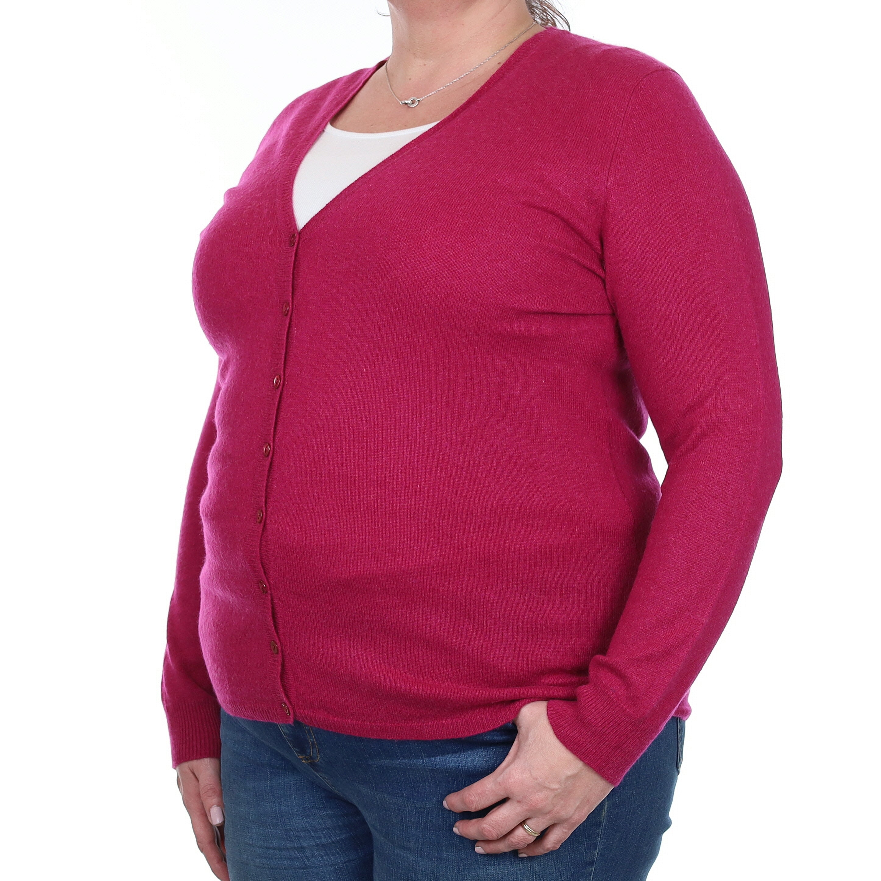 Cherry Pink Cashmere V Neck Cardigan Extra Large