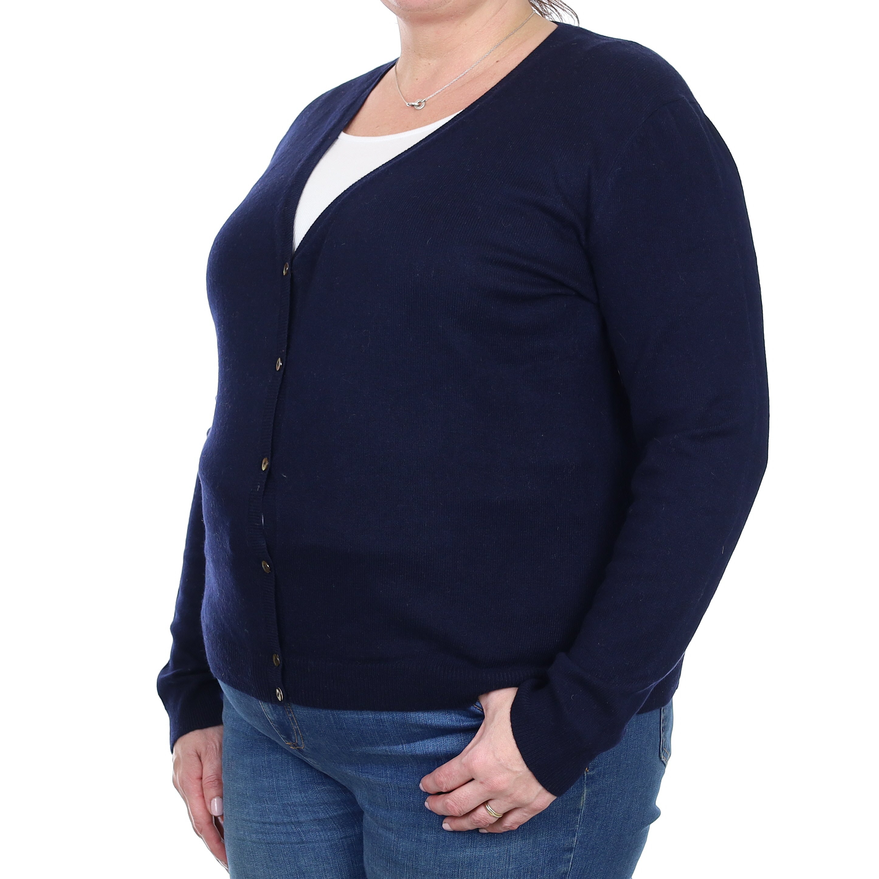 Dark Navy Cashmere V Neck Cardigan Extra Extra Large