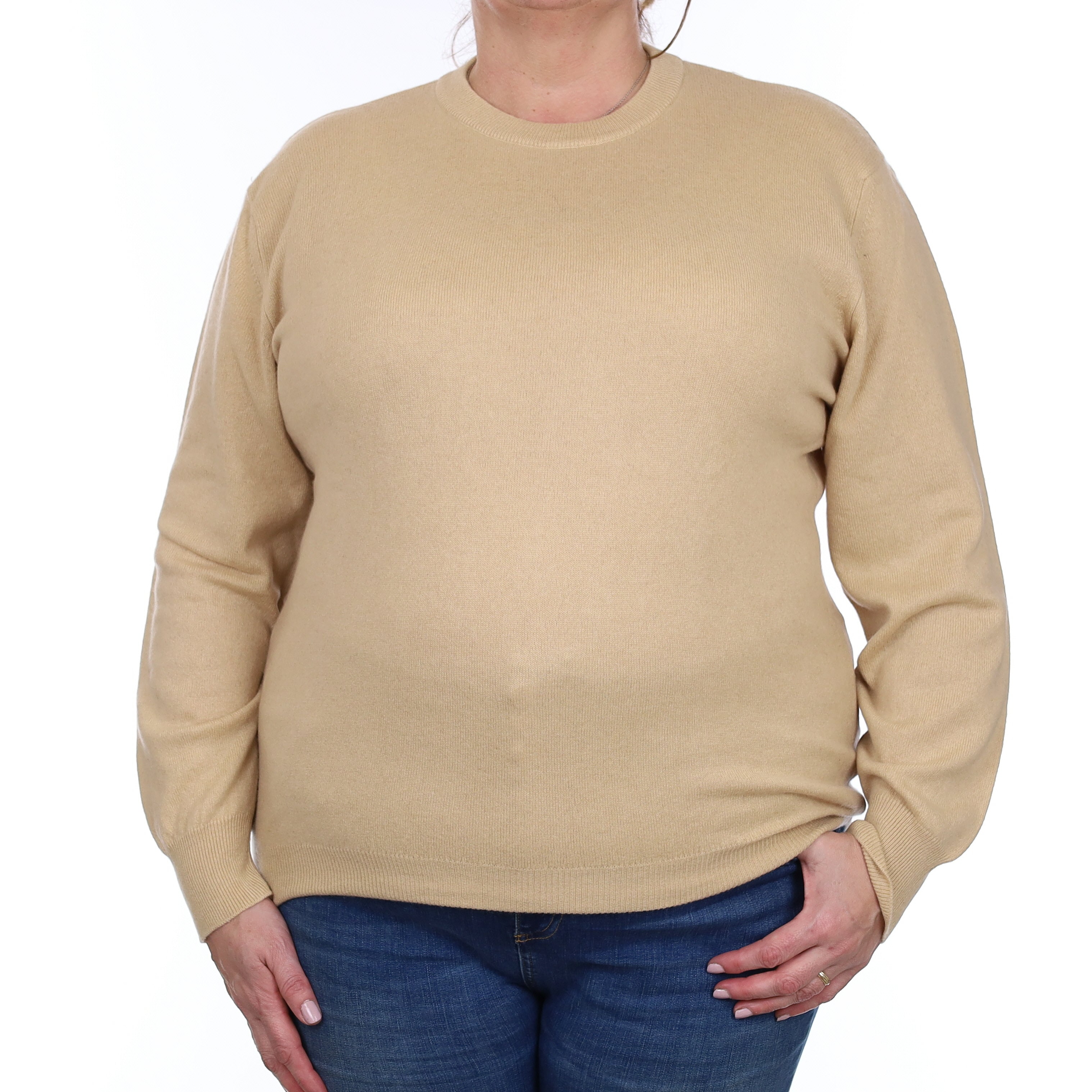 Sand Beige Cashmere Crew Neck Jumper Extra Large