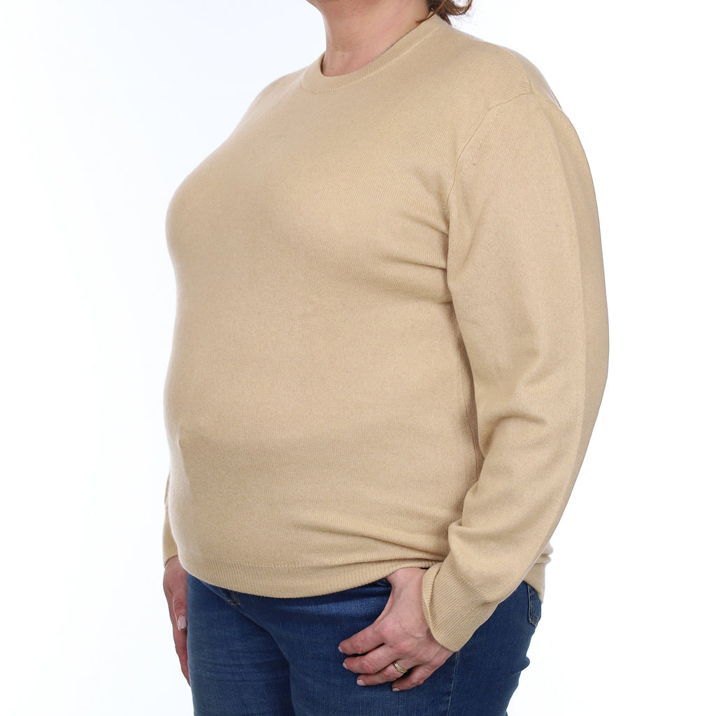 Sand Beige Cashmere Crew Neck Jumper Extra Large