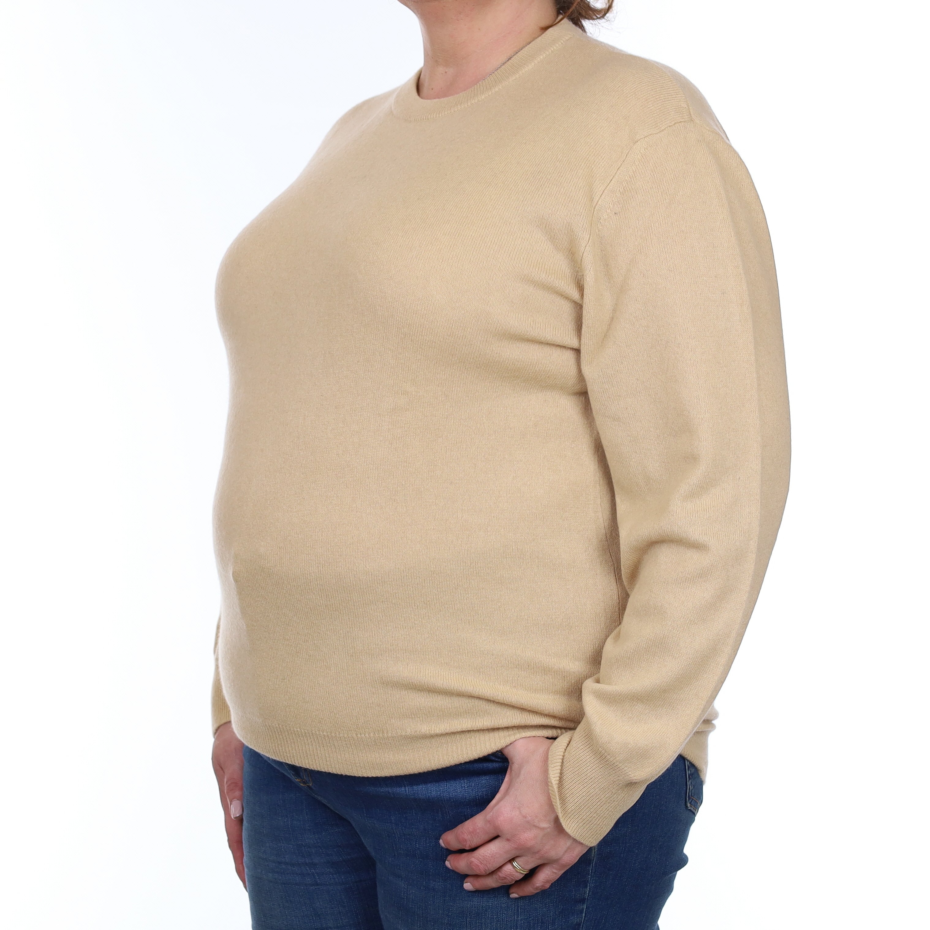 Sand Beige Cashmere Crew Neck Jumper Extra Large