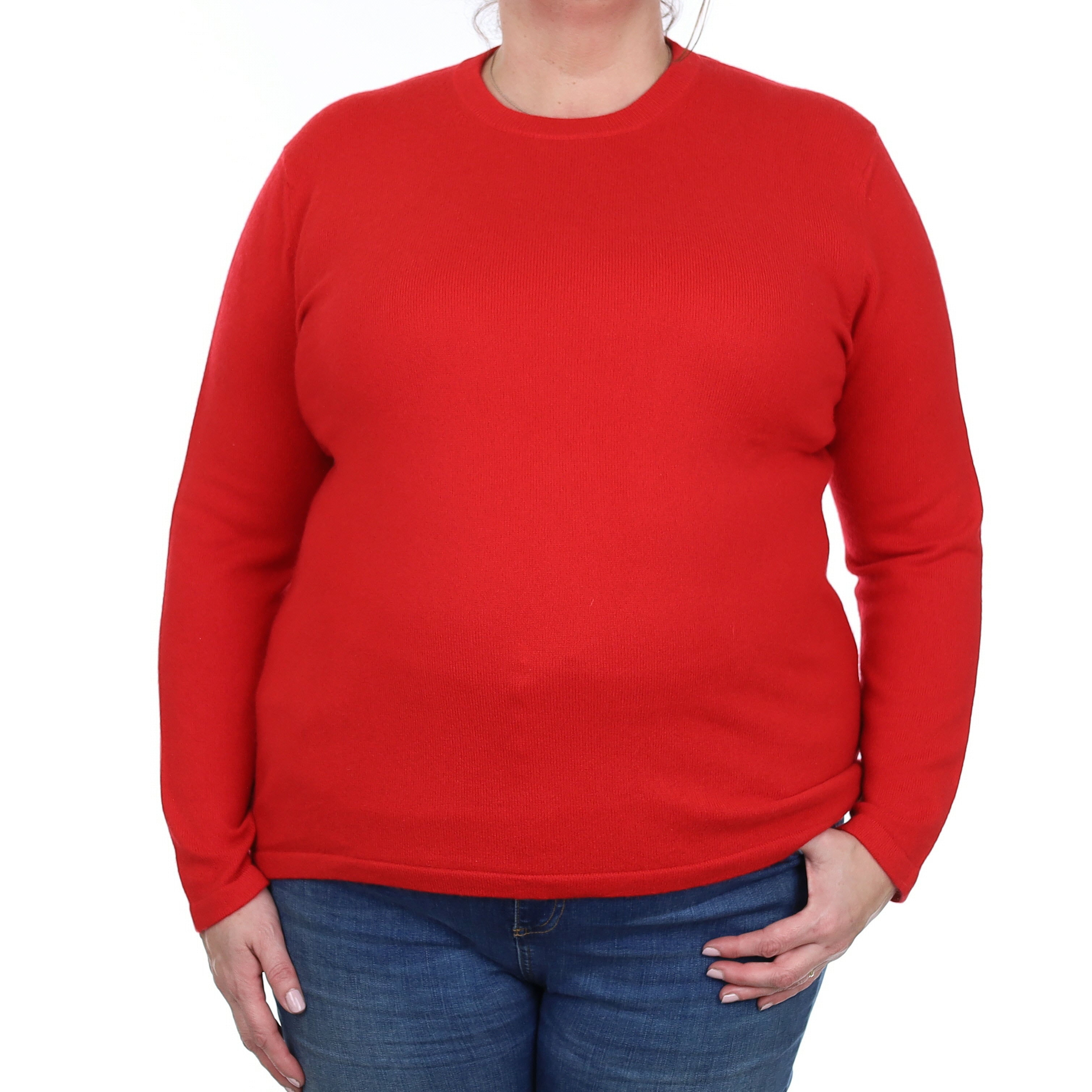 Vermillion Red Cashmere Crew Neck Jumper Extra Large