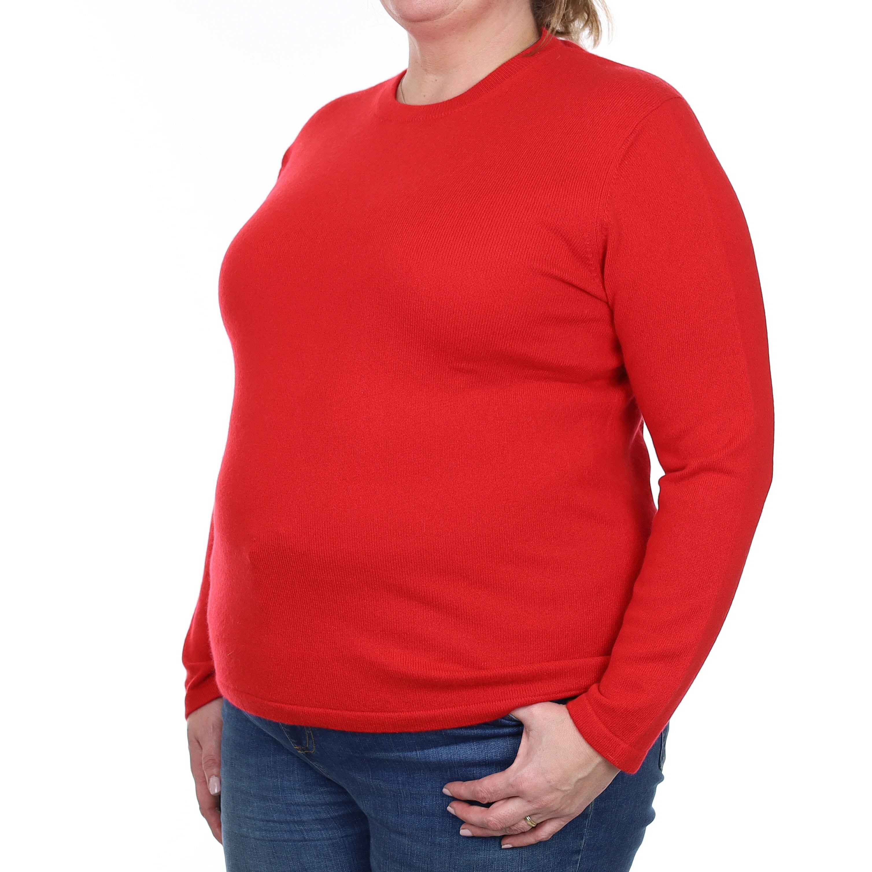 Vermillion Red Cashmere Crew Neck Jumper Extra Large
