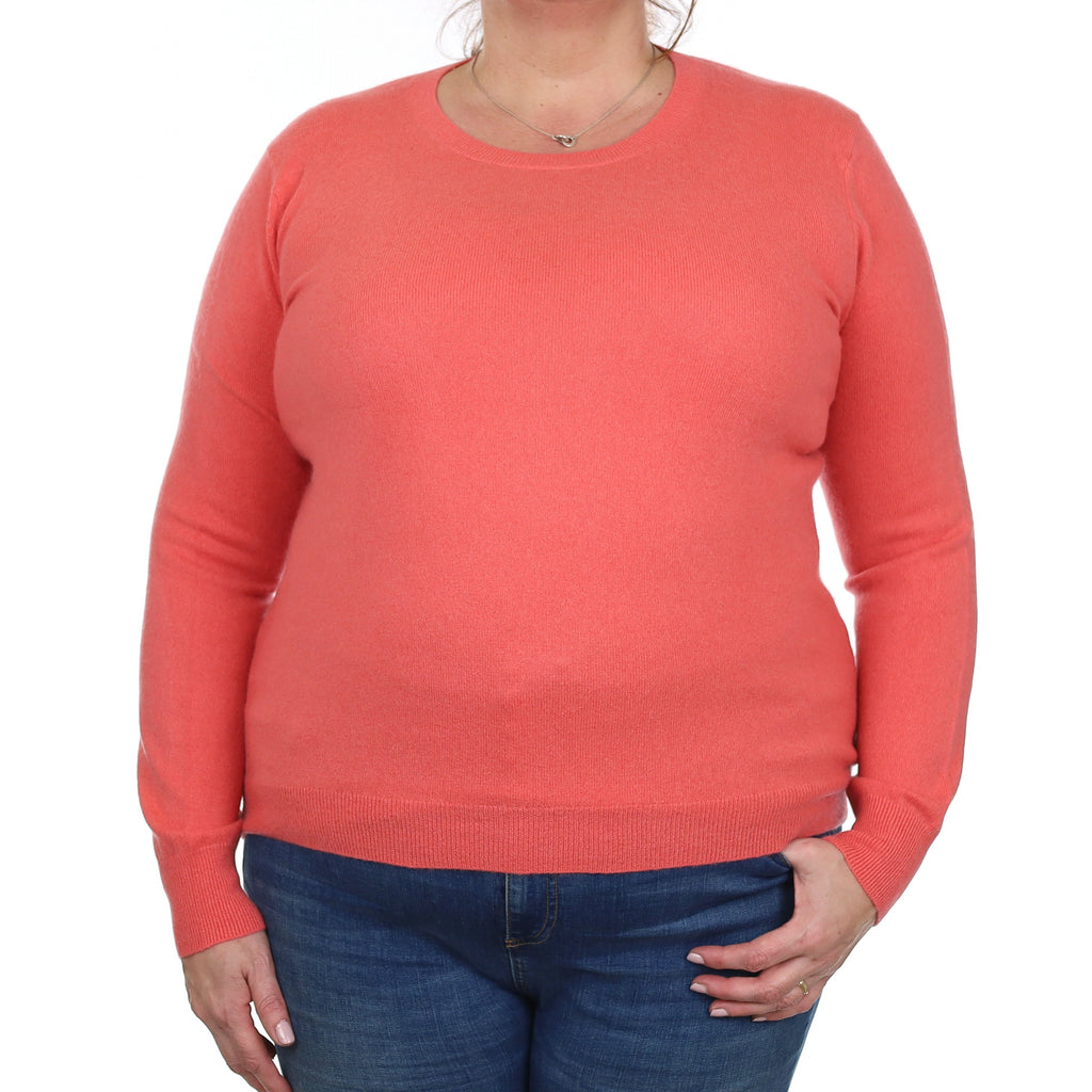 Coral Pink Cashmere Crew Neck Jumper Extra Large