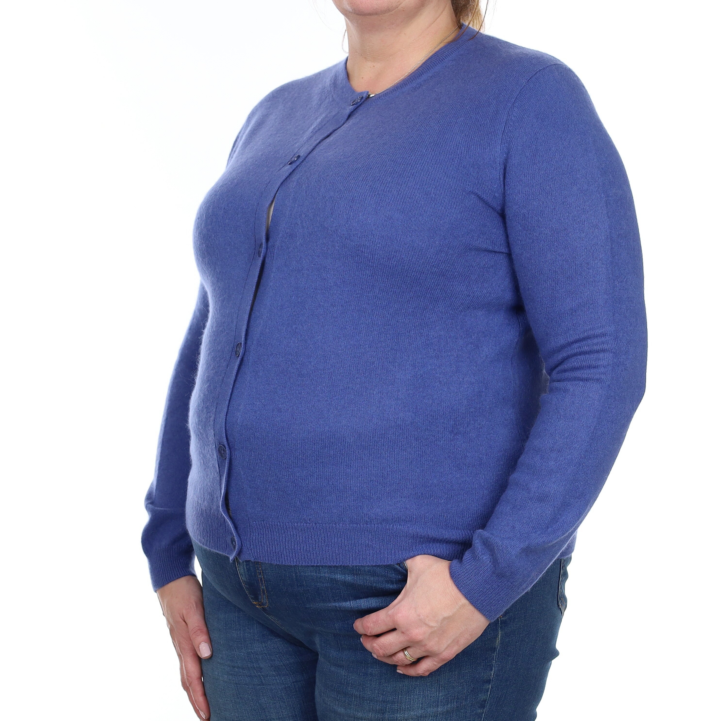 Azure Blue Cashmere Crew Neck Cardigan Extra Large