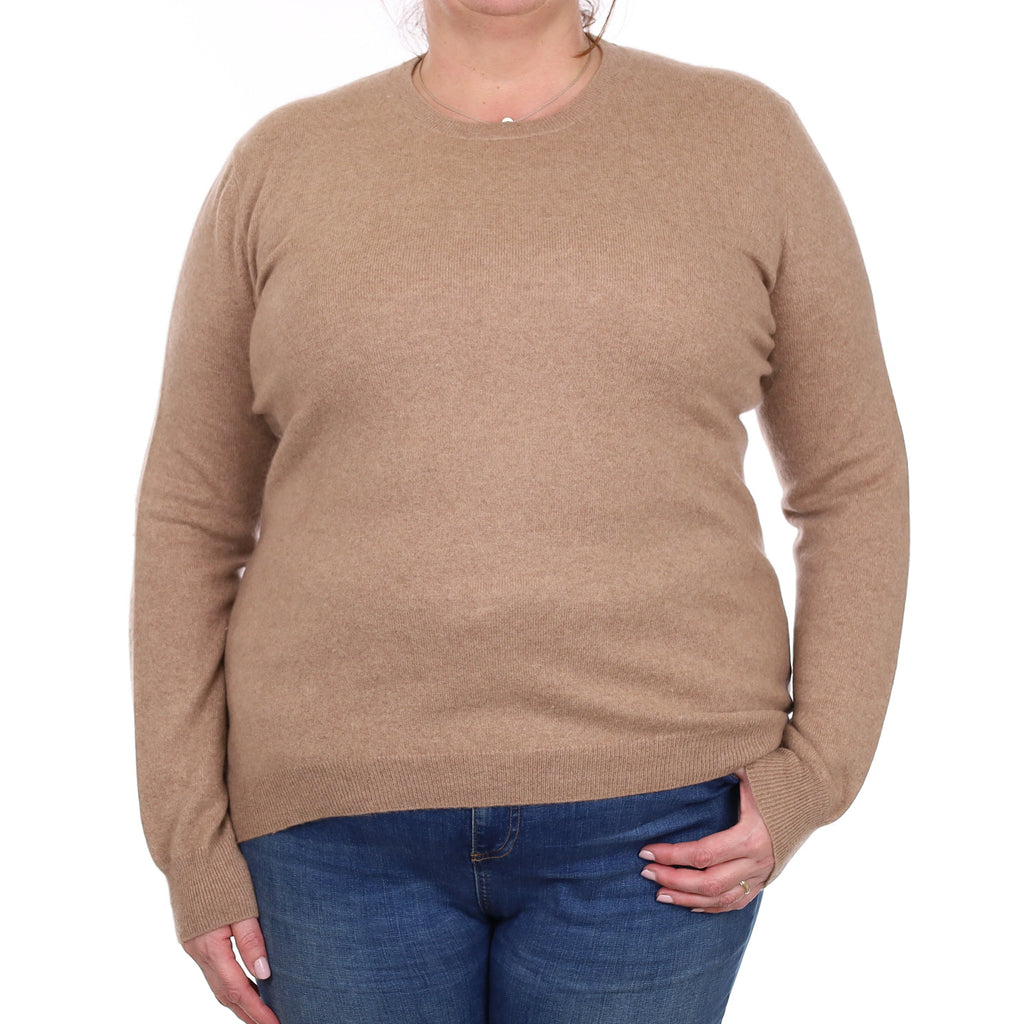 Taupe Brown Cashmere Crew Neck Jumper Extra Large