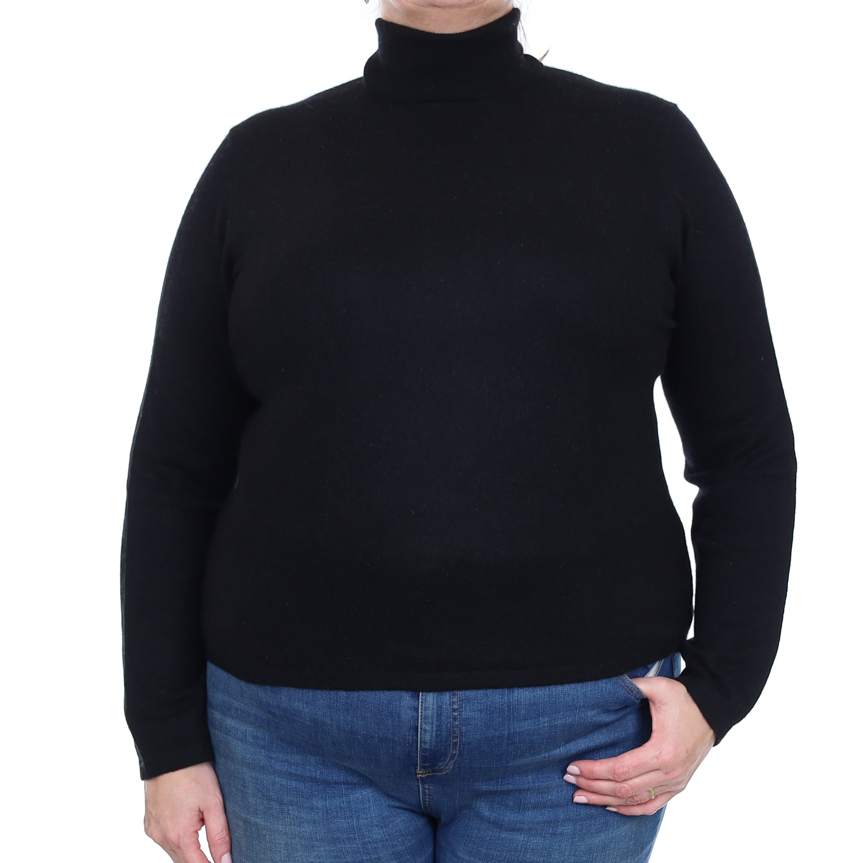 Black Cashmere Polo Neck Jumper Extra Large