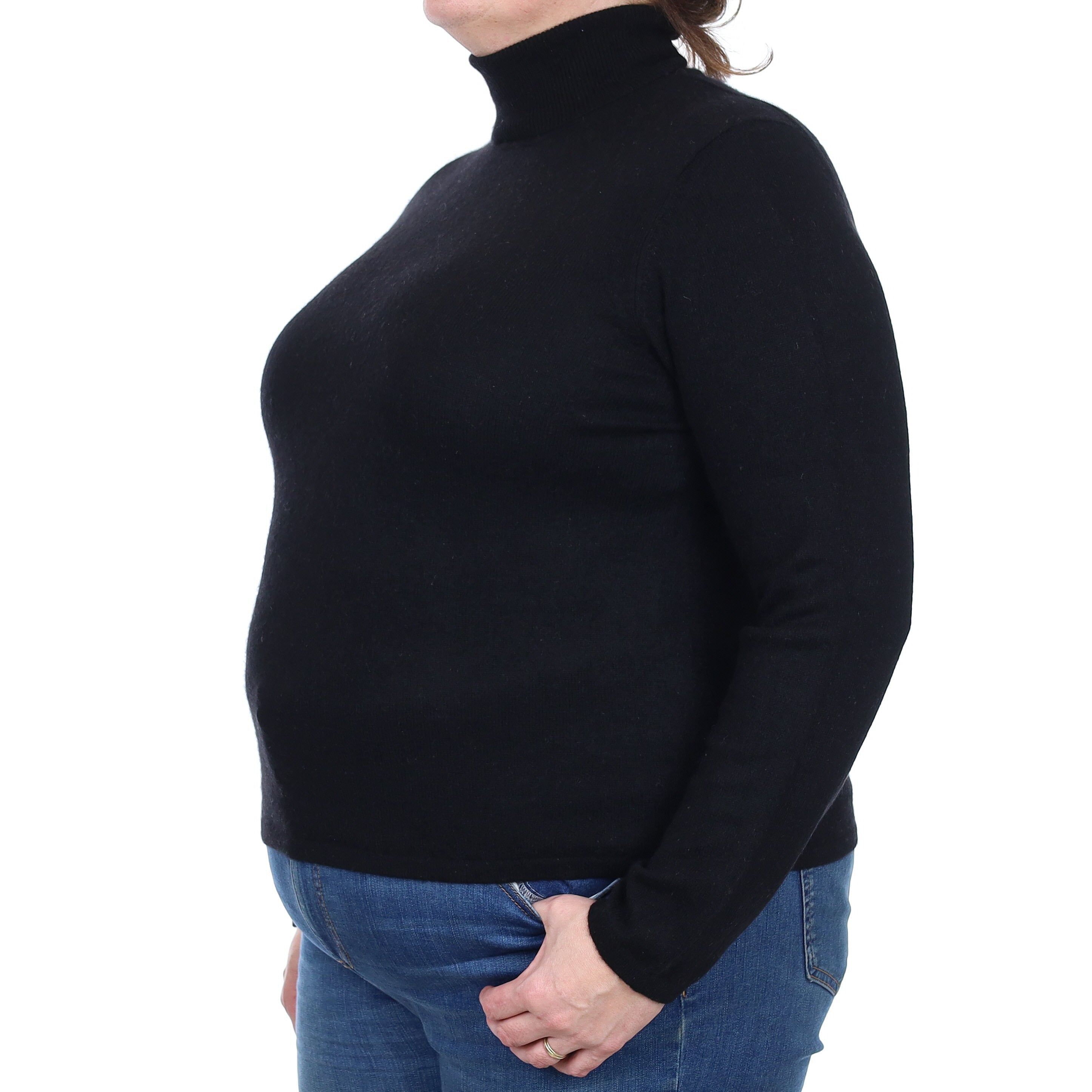 Black Cashmere Polo Neck Jumper Extra Large