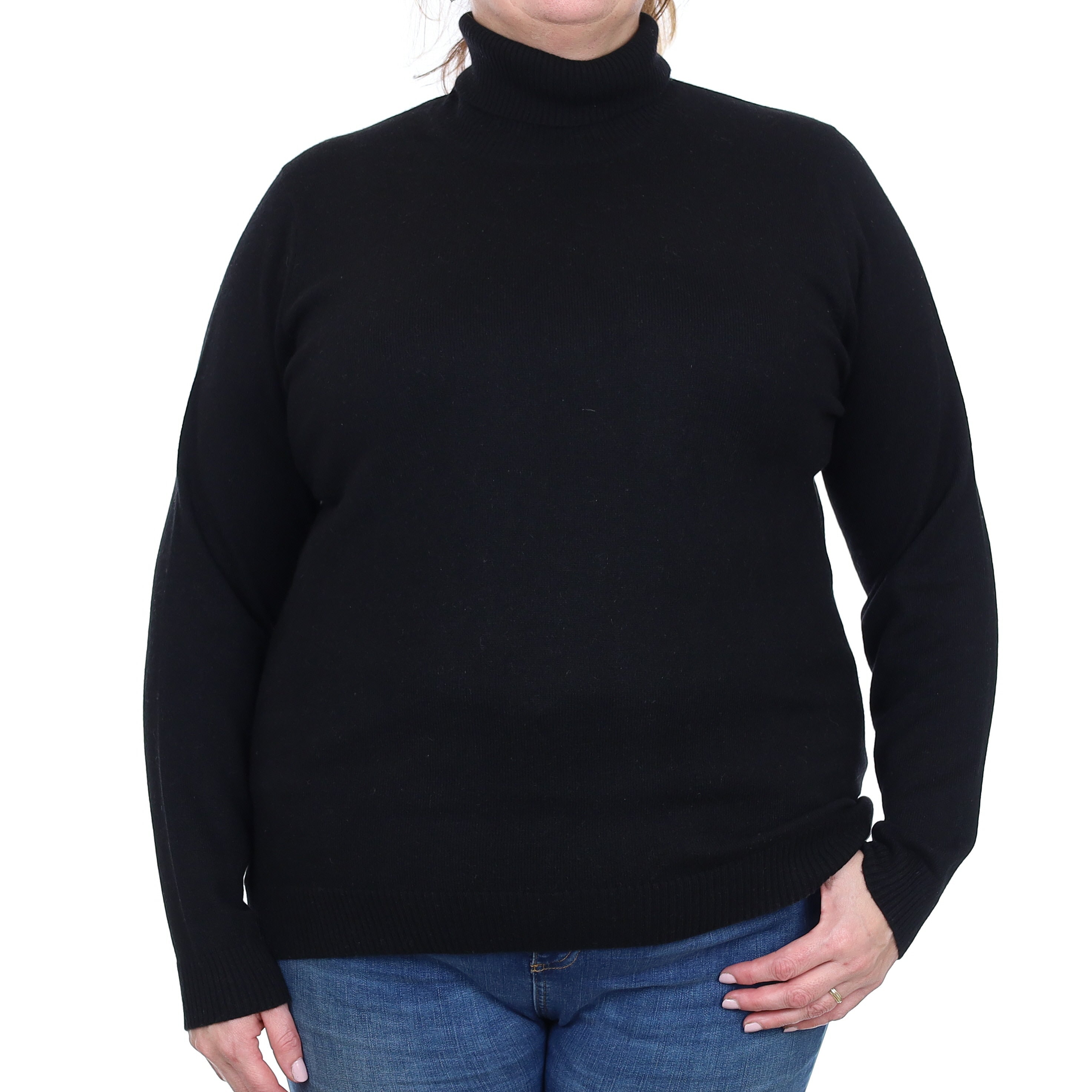 Neiman Marcus Black Cashmere Polo Neck Jumper Extra Large