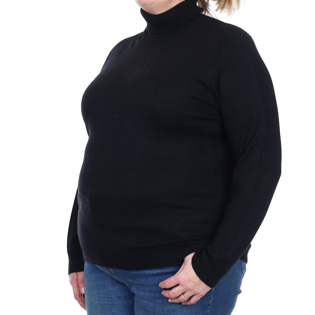 Neiman Marcus Black Cashmere Polo Neck Jumper Extra Large
