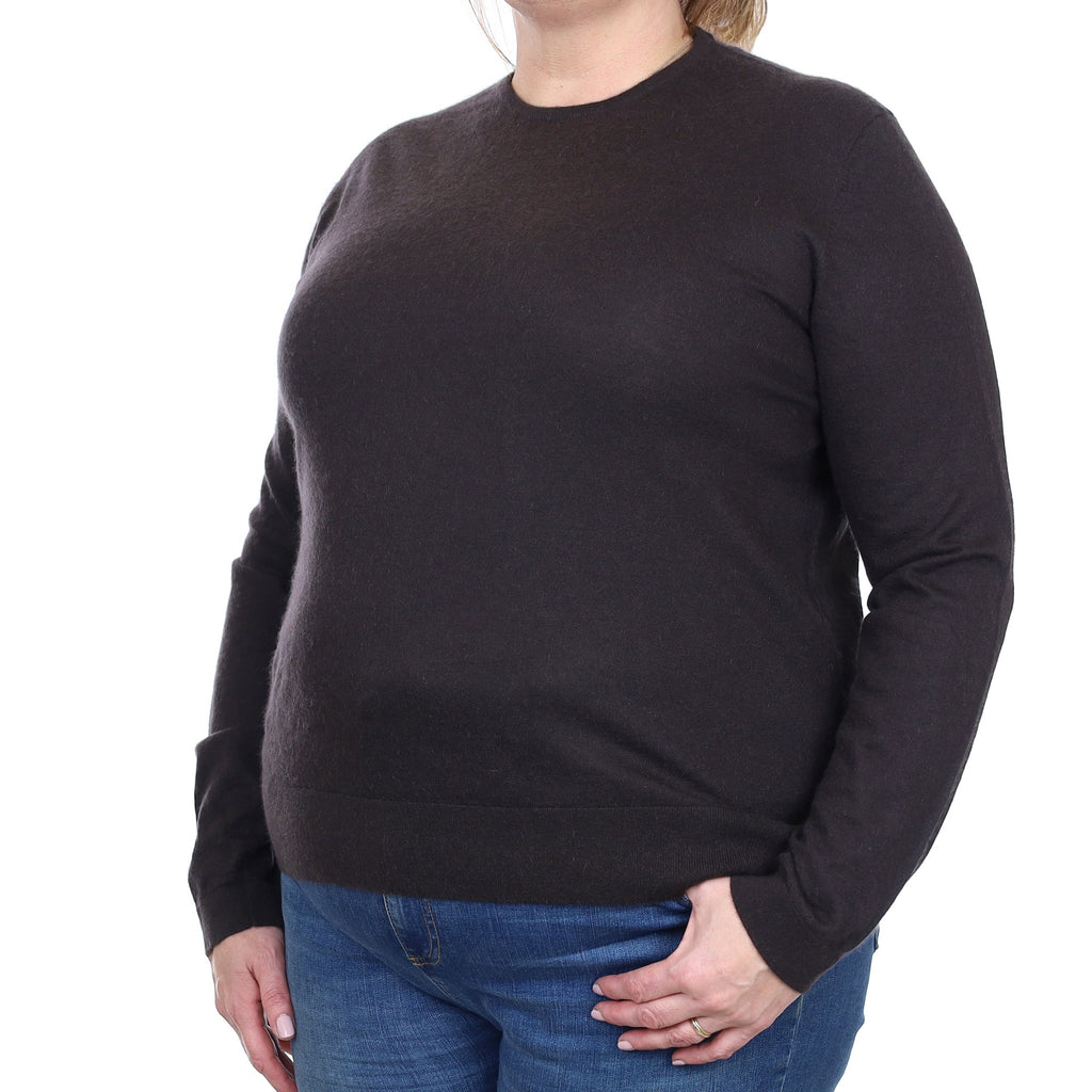 J Hilburn Deep Brown Fine Knit Cashmere Crew Neck Jumper Extra Large