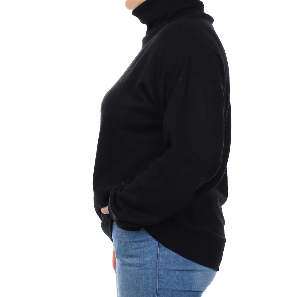 Black Cashmere Polo Neck Jumper Large