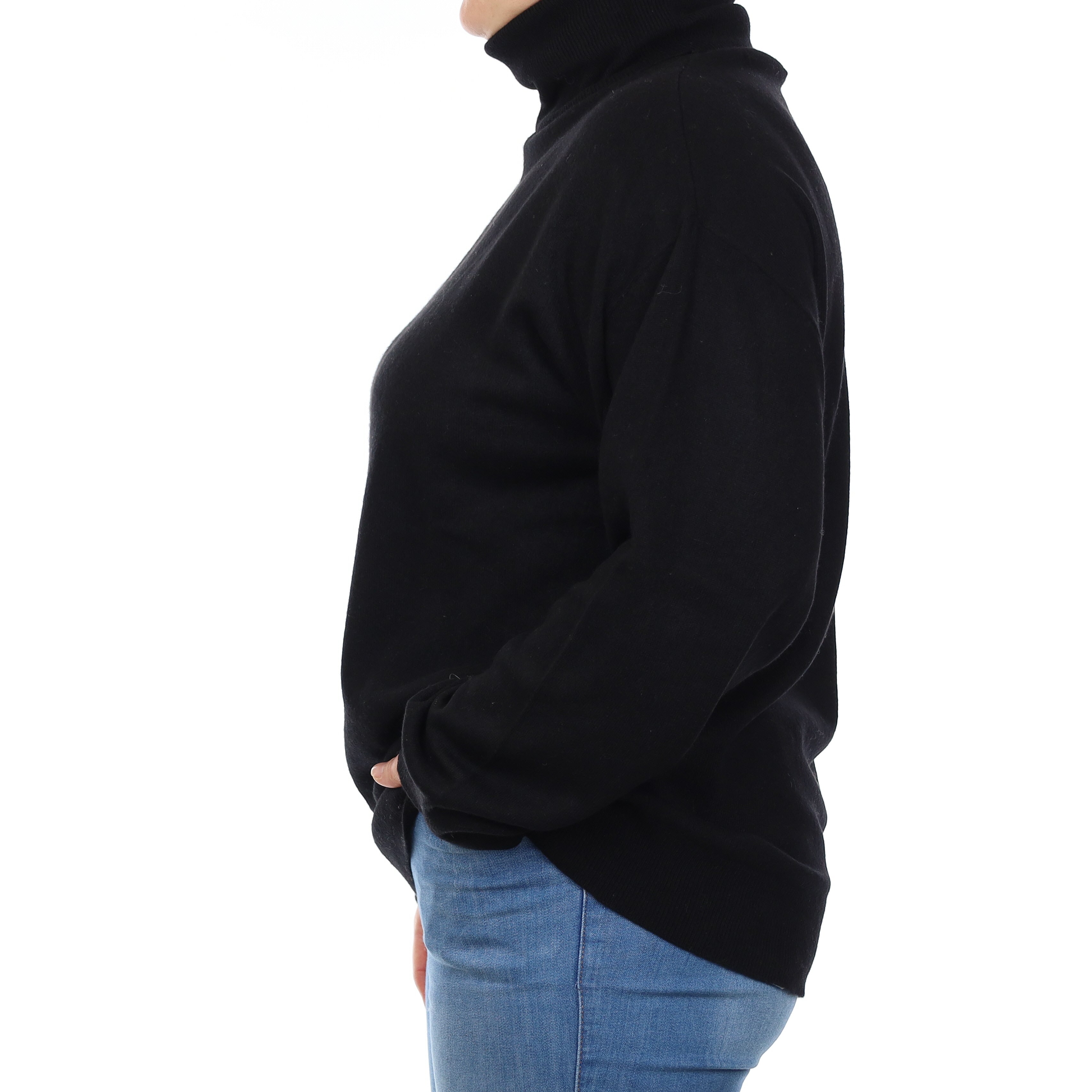 Black Cashmere Polo Neck Jumper Large