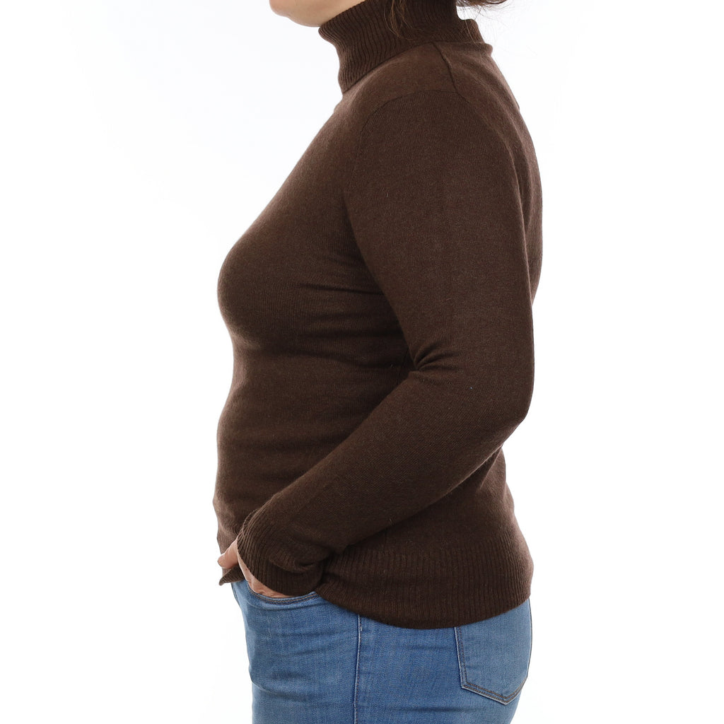Mole Brown Cashmere Polo Neck Jumper Large