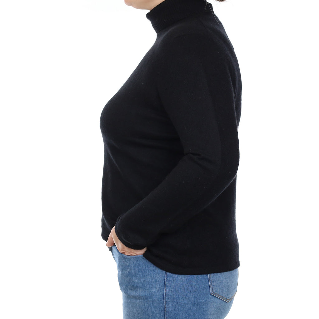 Black Cashmere Polo Neck Jumper Large