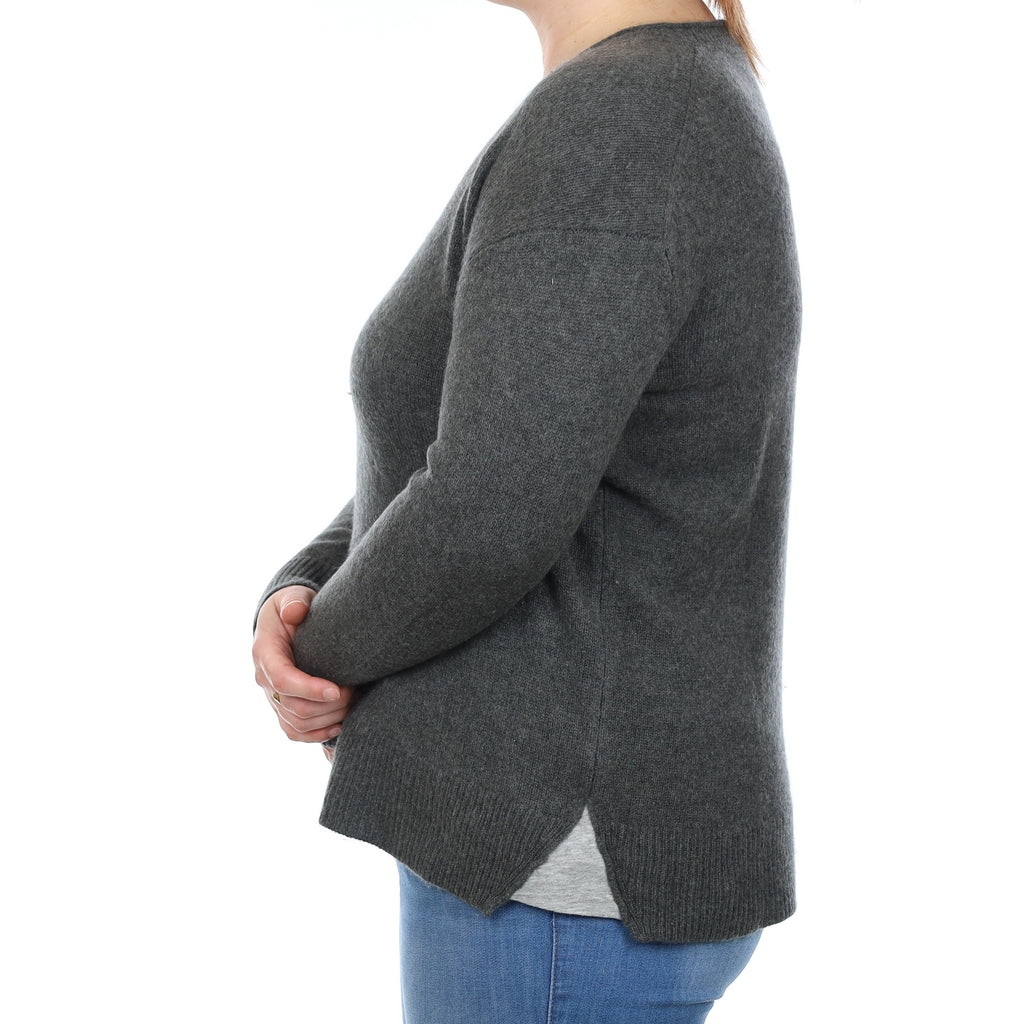 Slate Grey Chunky Cashmere Crew Neck Jumper Large