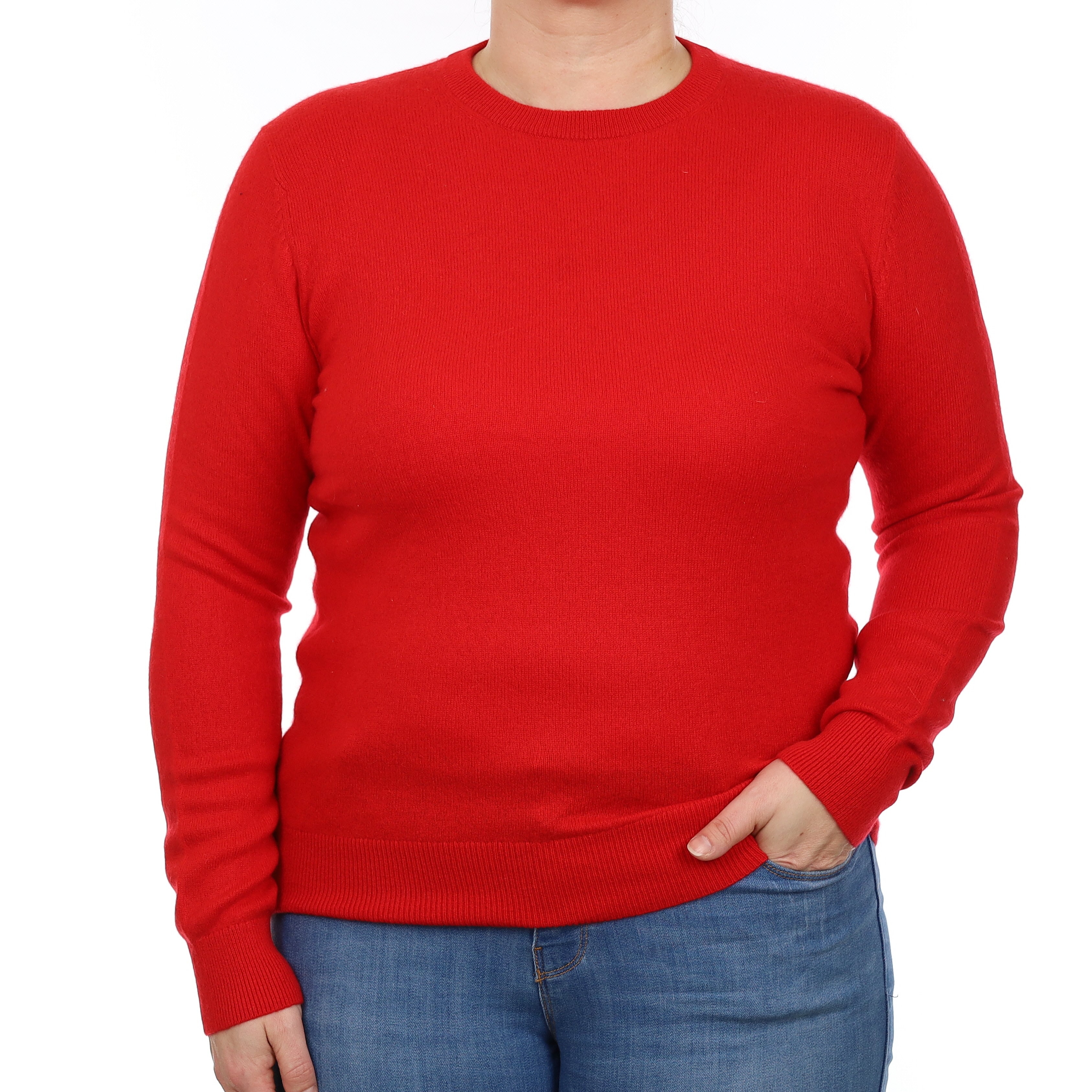 Spanish Red Cashmere Crew Neck Jumper Large