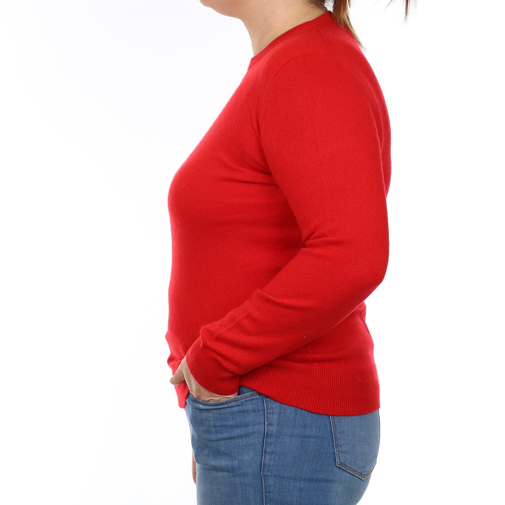 Spanish Red Cashmere Crew Neck Jumper Large