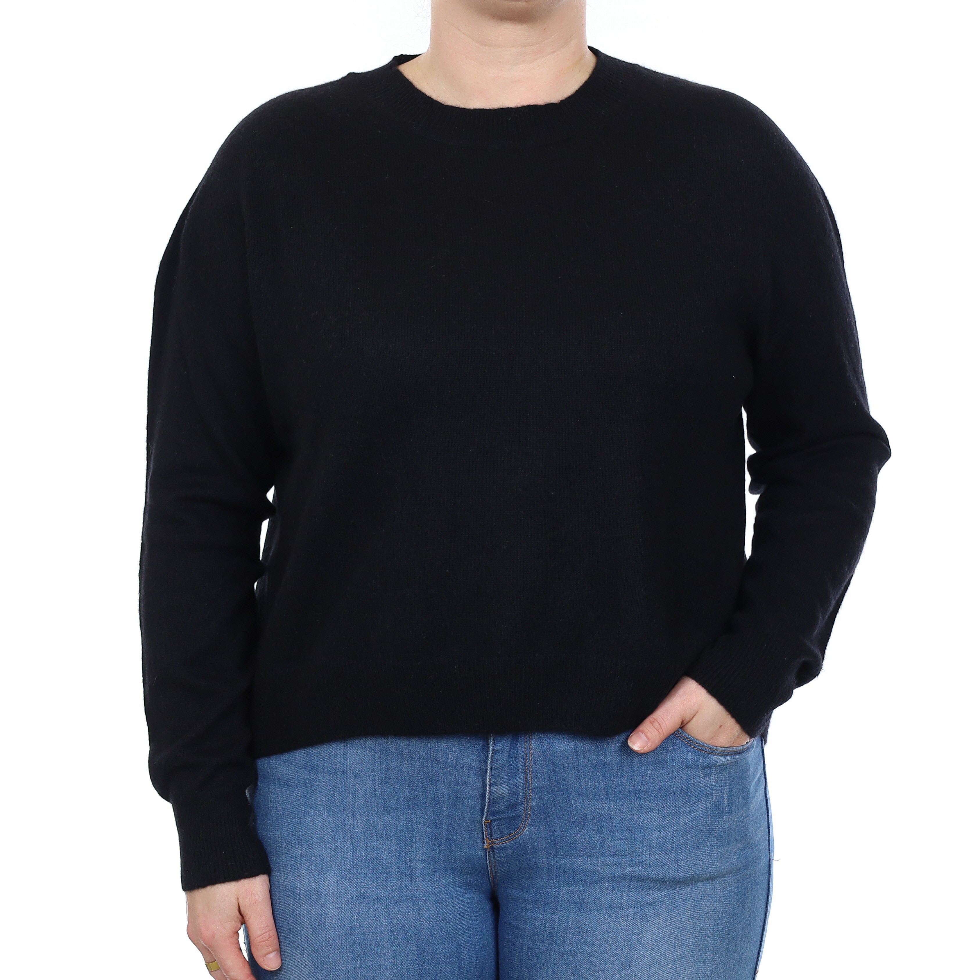 Black Cashmere Crew Neck Jumper Large