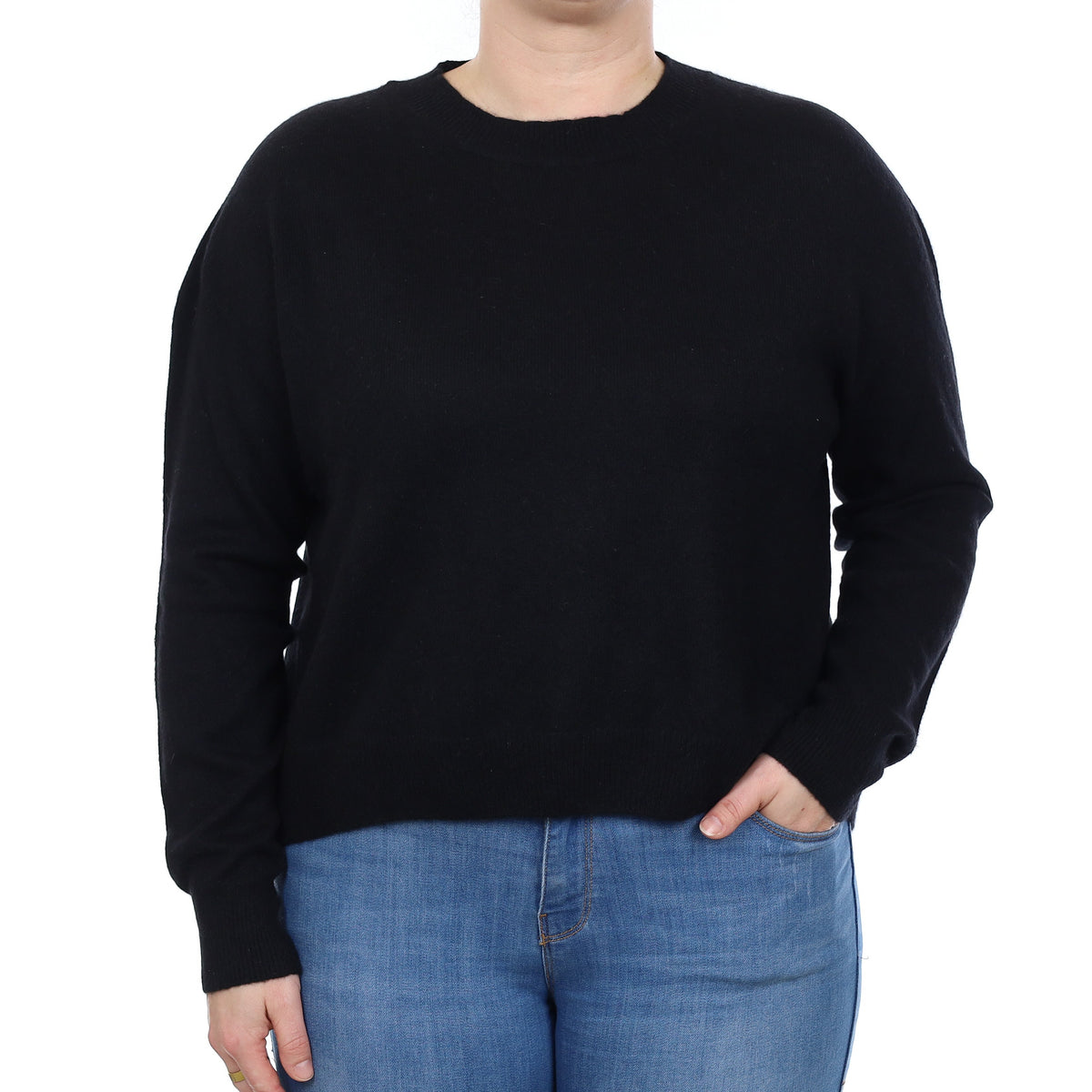Black Cashmere Crew Neck Jumper Large
