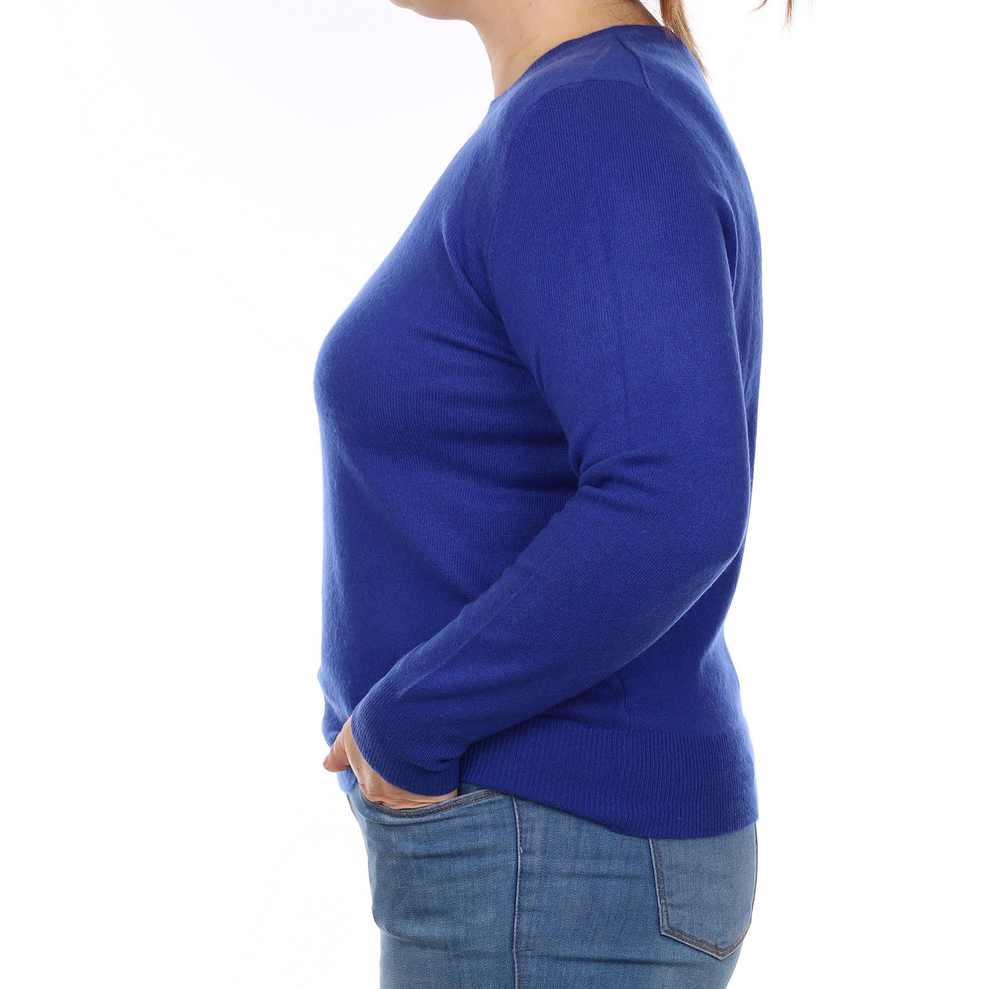 Royal Blue Cashmere Crew Neck Jumper Large