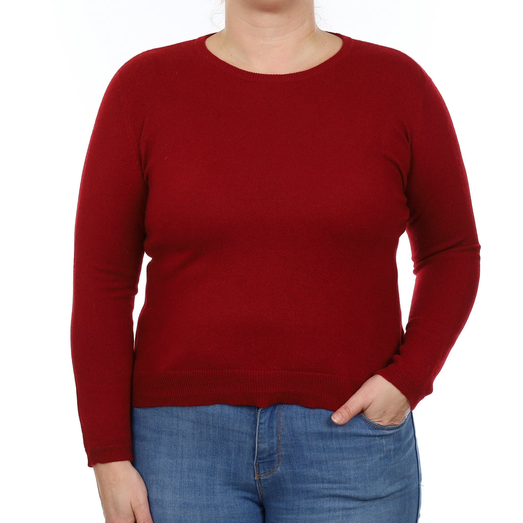 Crimson Red Cashmere Crew Neck Jumper Large