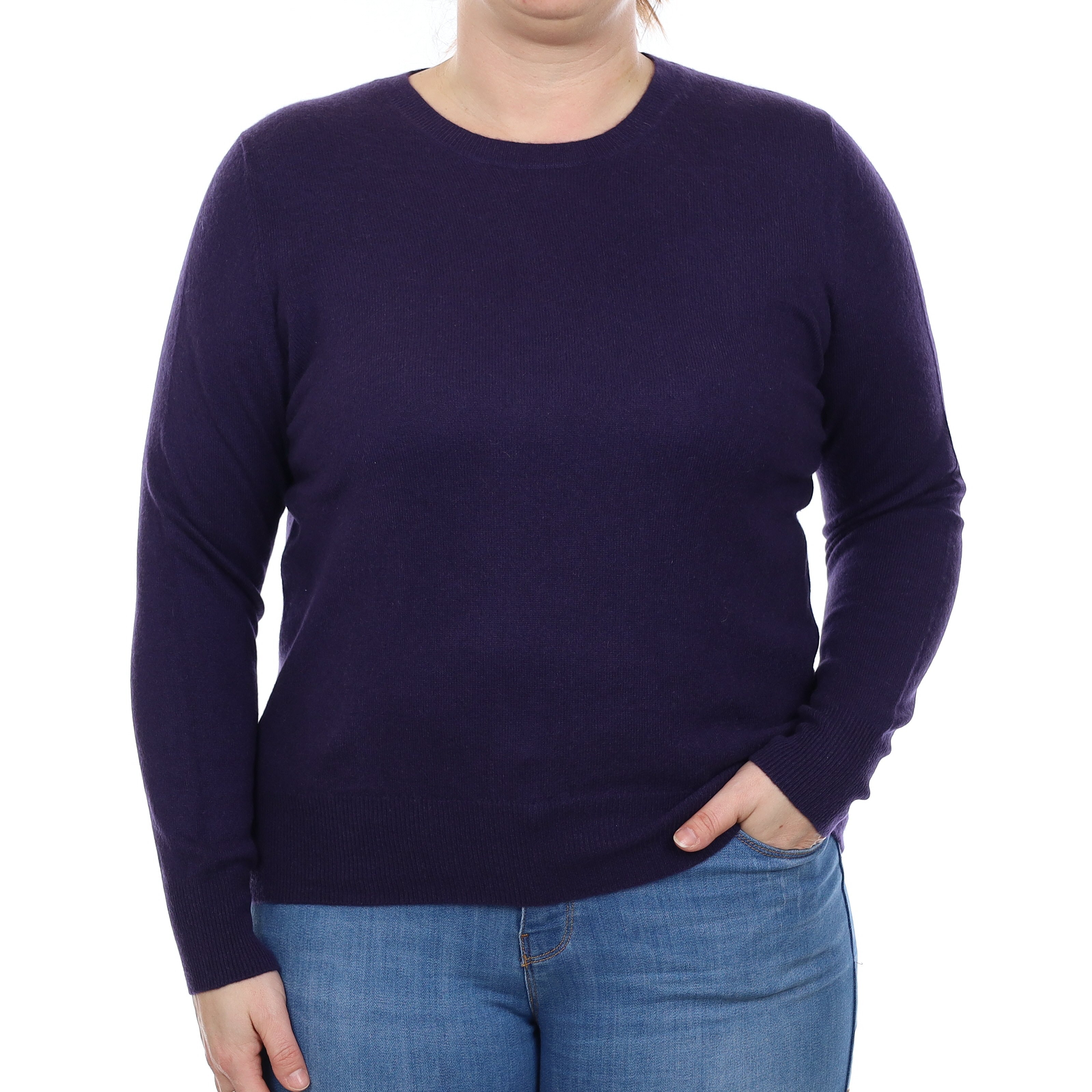 Shadow Purple Cashmere Crew Neck Jumper Large