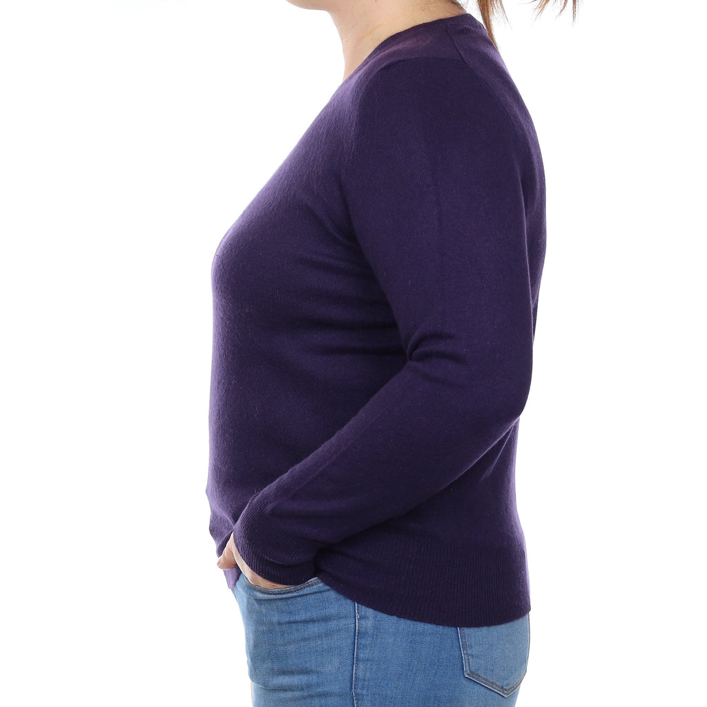 Shadow Purple Cashmere Crew Neck Jumper Large