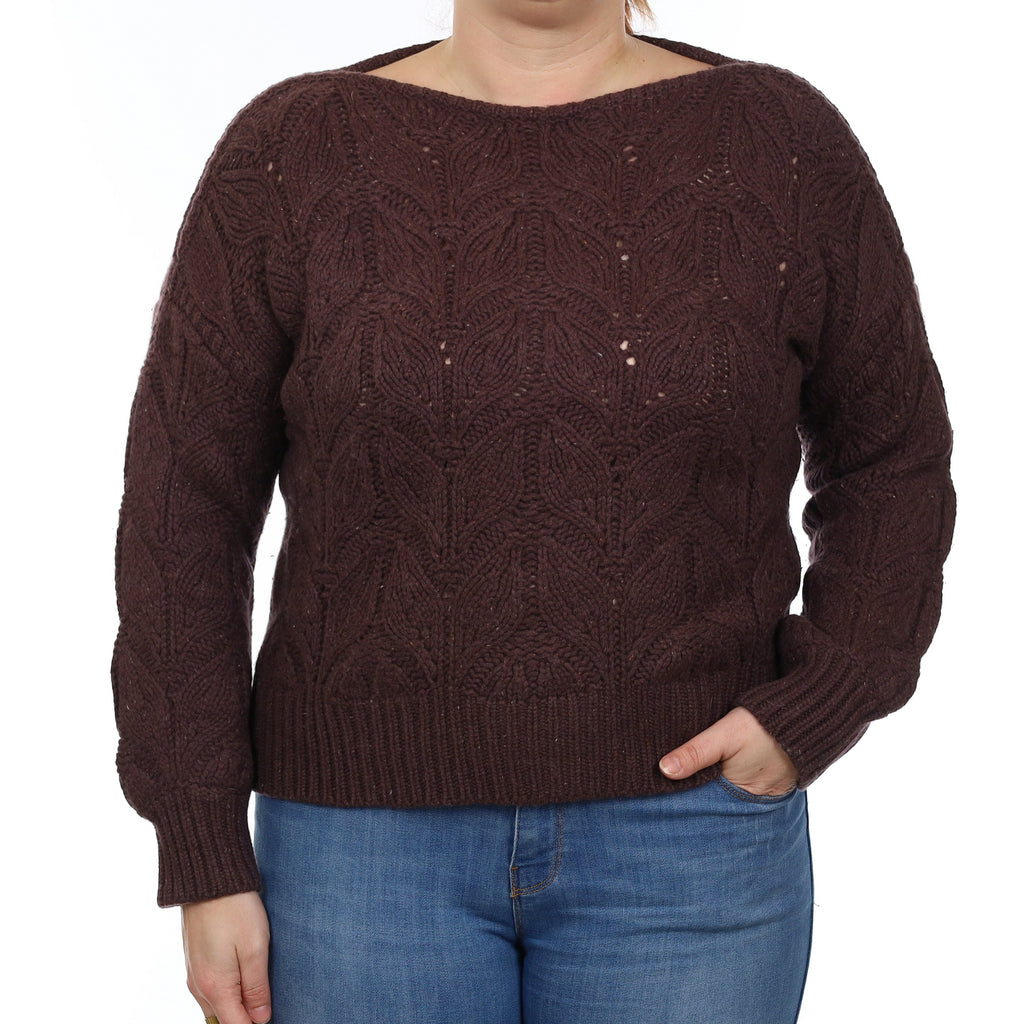 Puce Purple Extra Chunky Cashmere Boat Neck Jumper Large