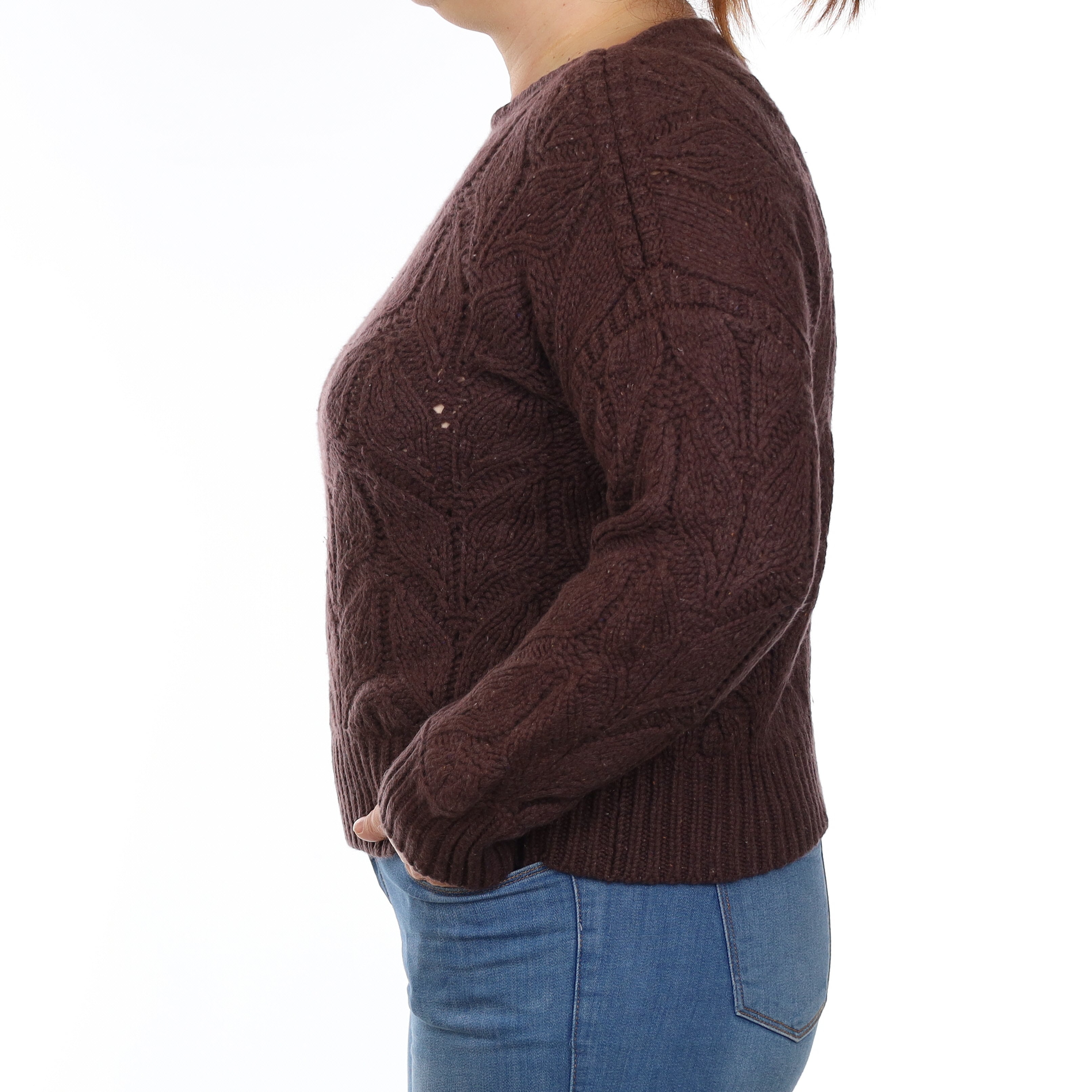 Puce Purple Extra Chunky Cashmere Boat Neck Jumper Large