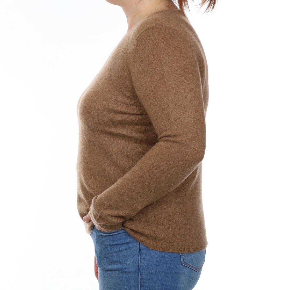 Toffee Brown Cashmere Crew Neck Jumper Large